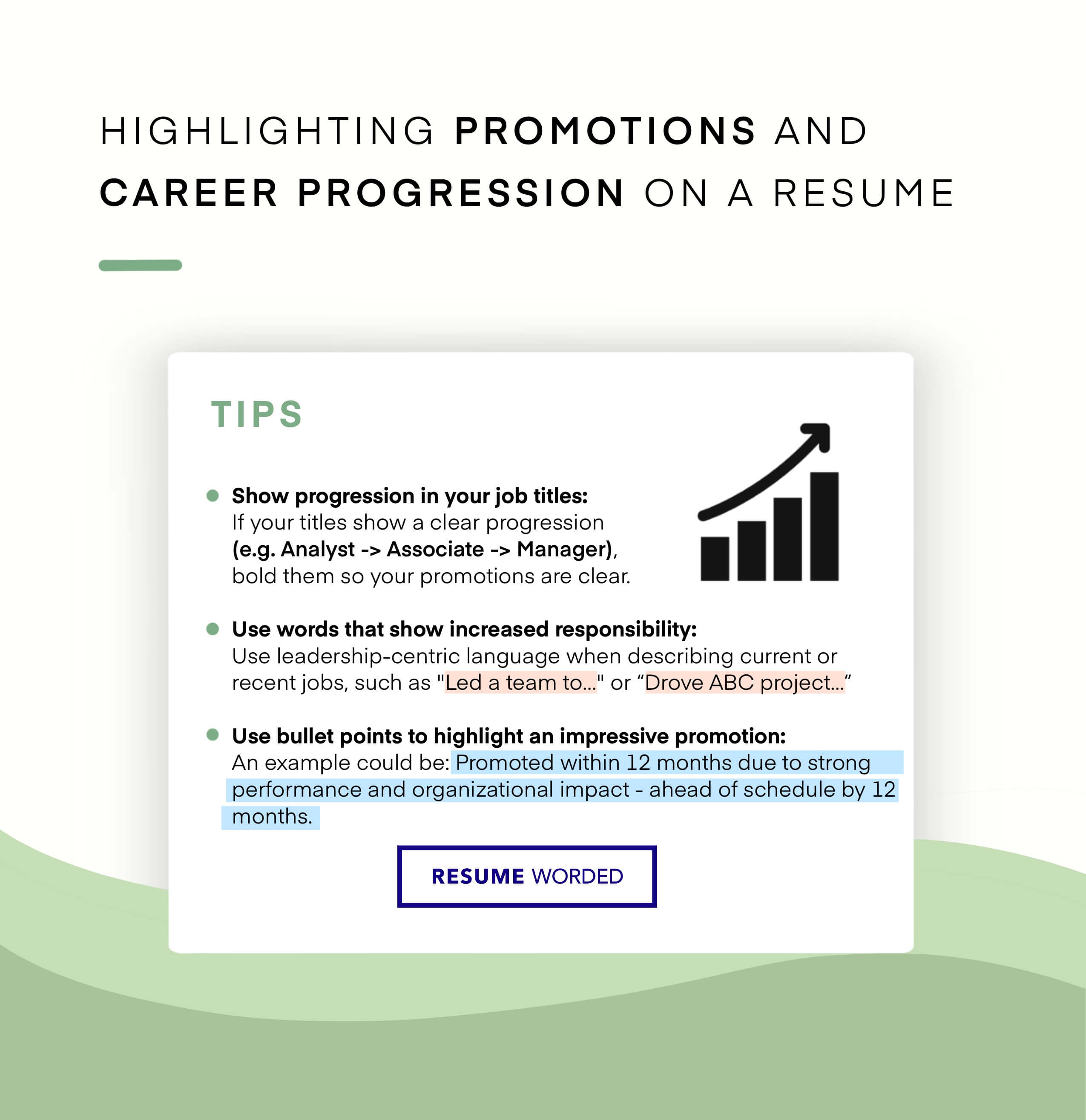 Show growth in your Chief of Staff promotions. - Chief of Staff Resume
