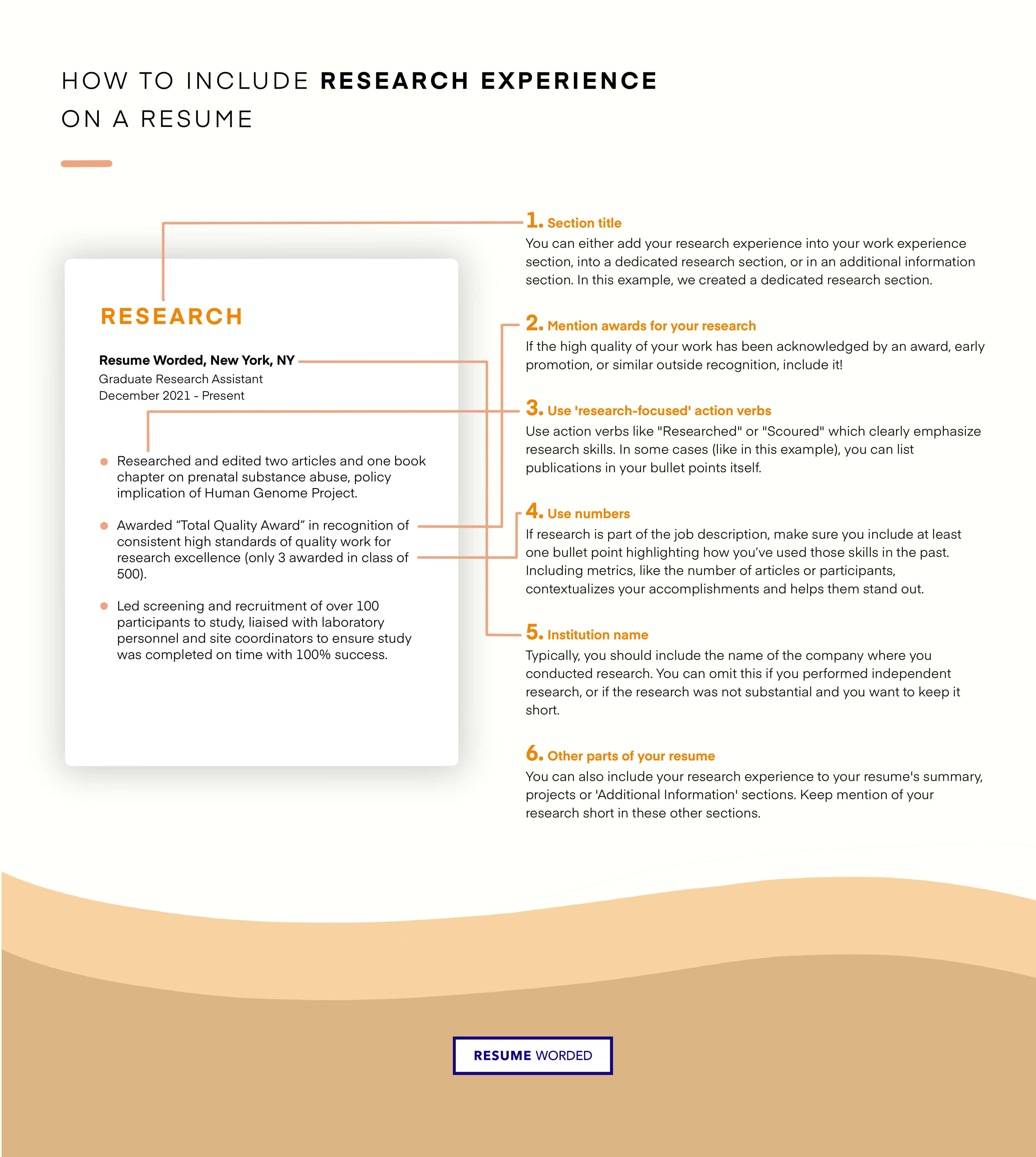 Highlights university research projects - Graduate Research Assistant Resume