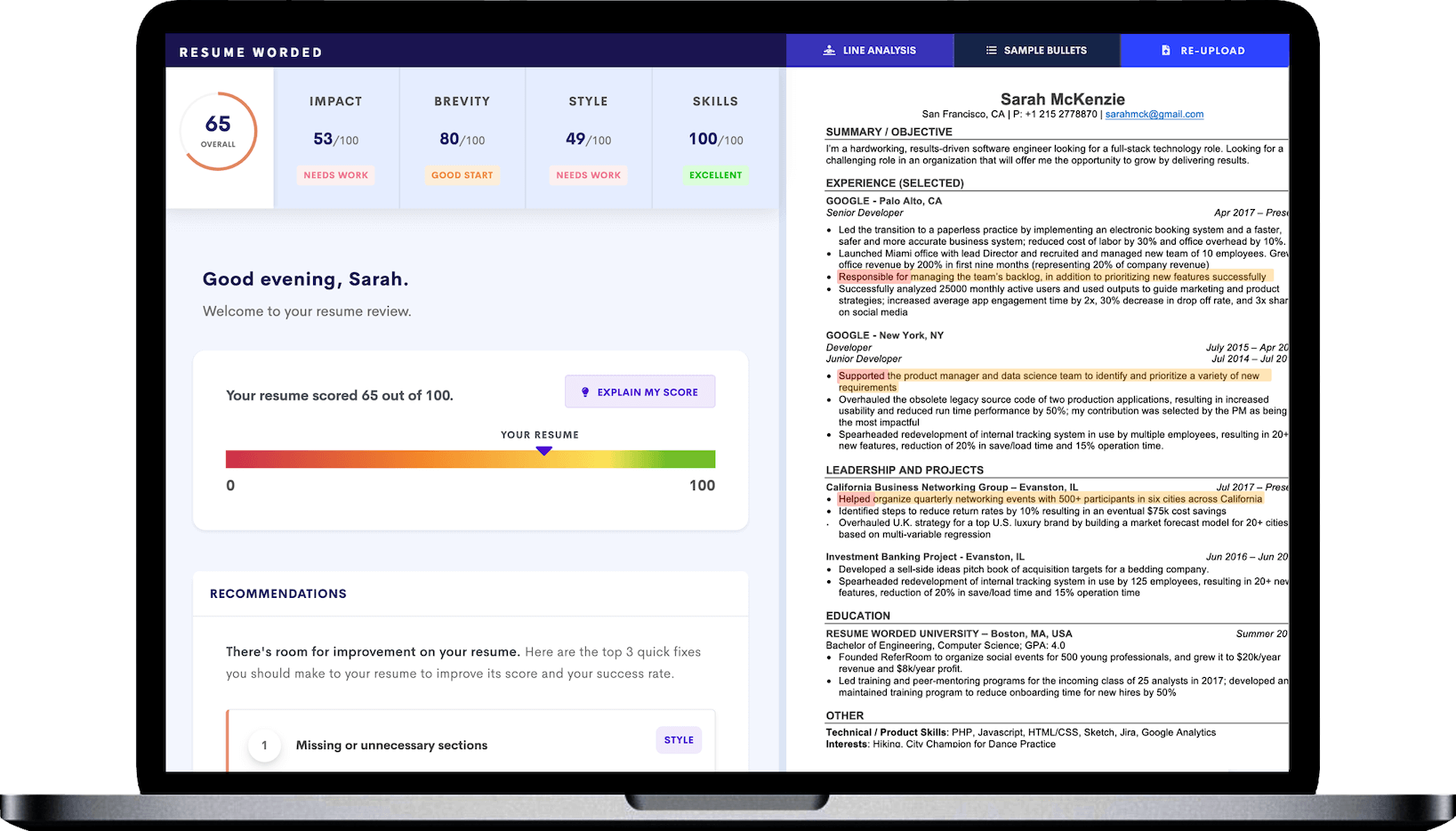 Our all-new resume checker is powered by AI