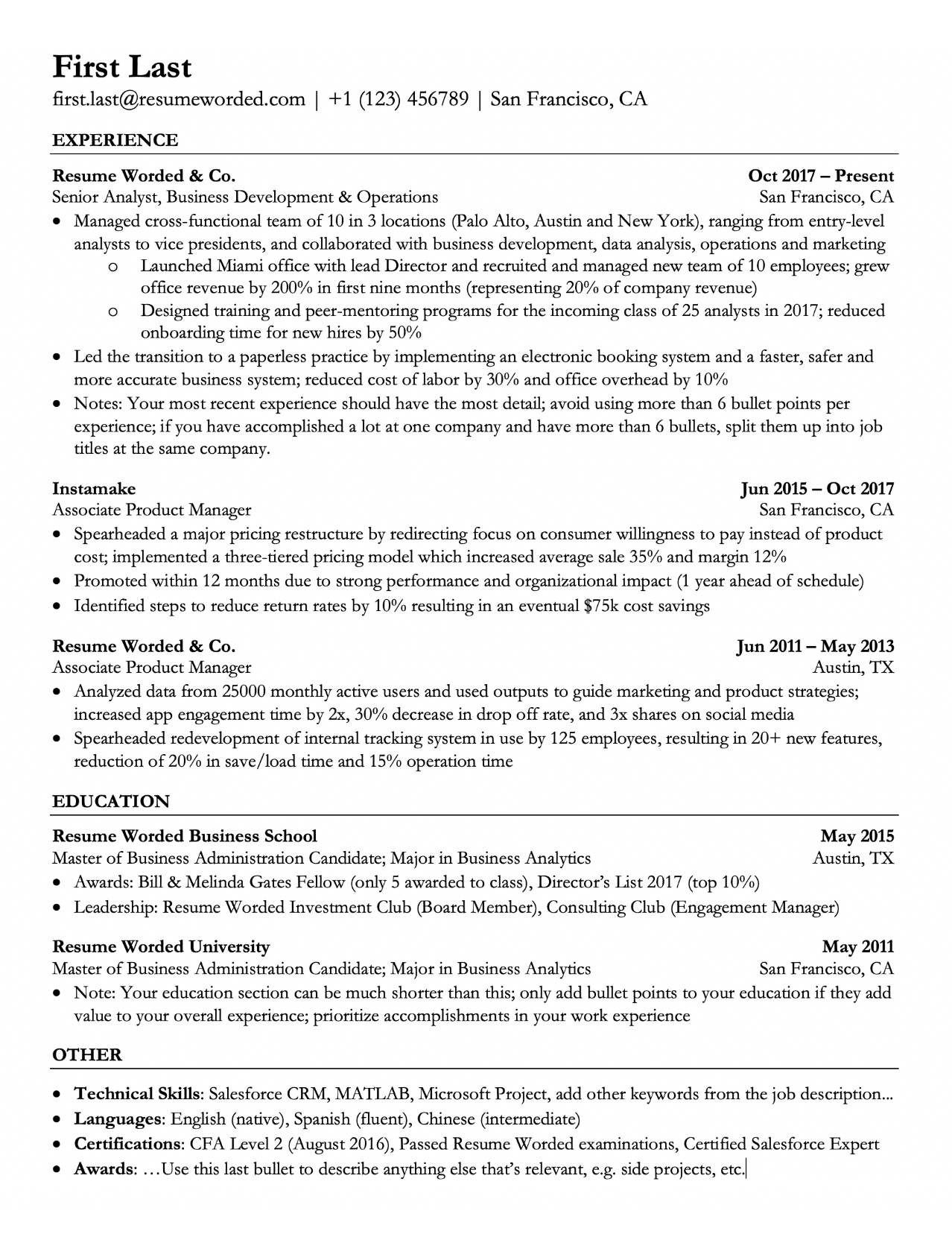 Unique Resume Template optimized for ATS