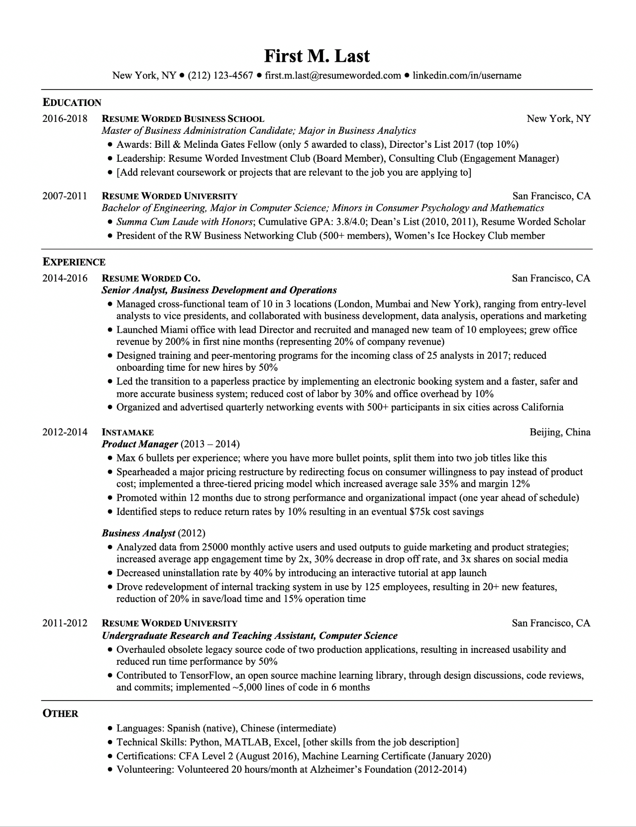 Professional ATS Resume Templates for Experienced Hires and College