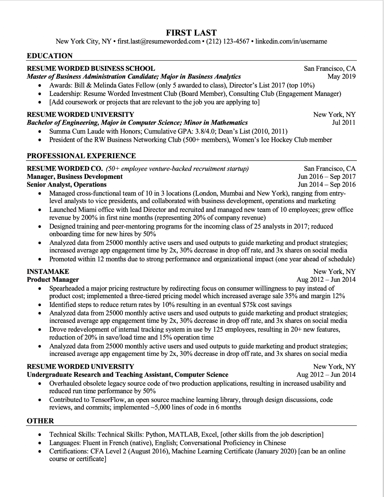 professional resume templates 2017