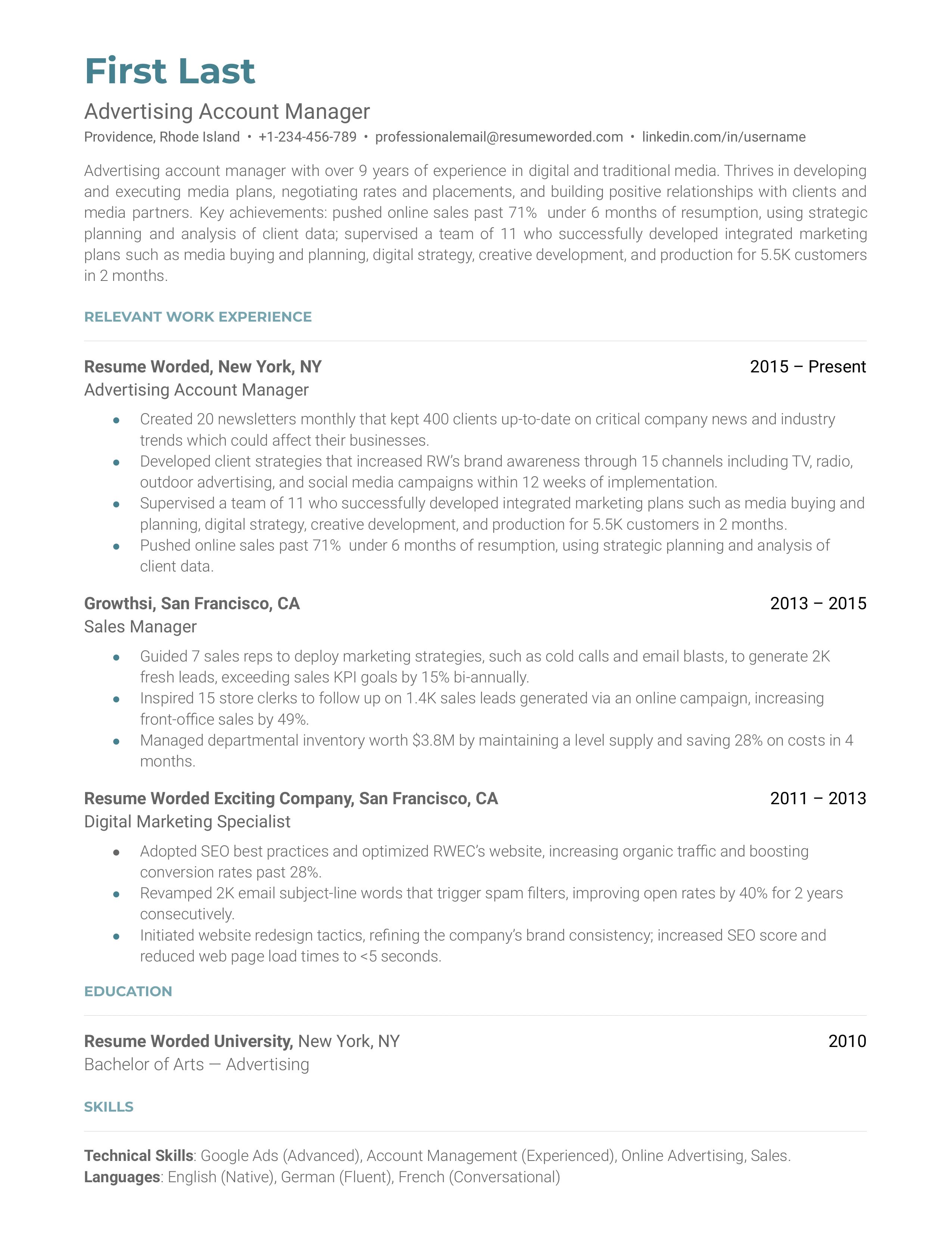 entry-level-account-manager-cv-example-for-2023-resume-worded