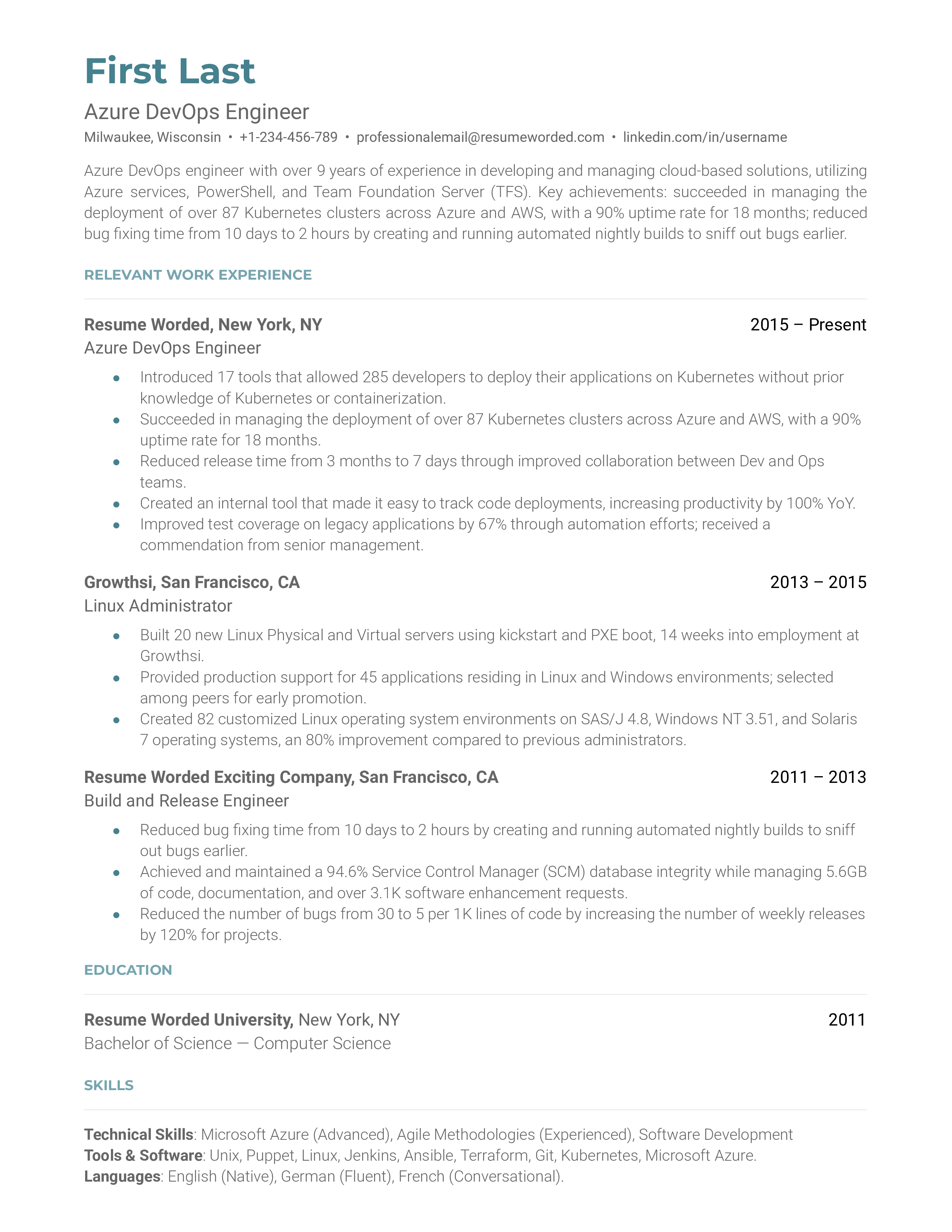 azure-devops-resume-sample