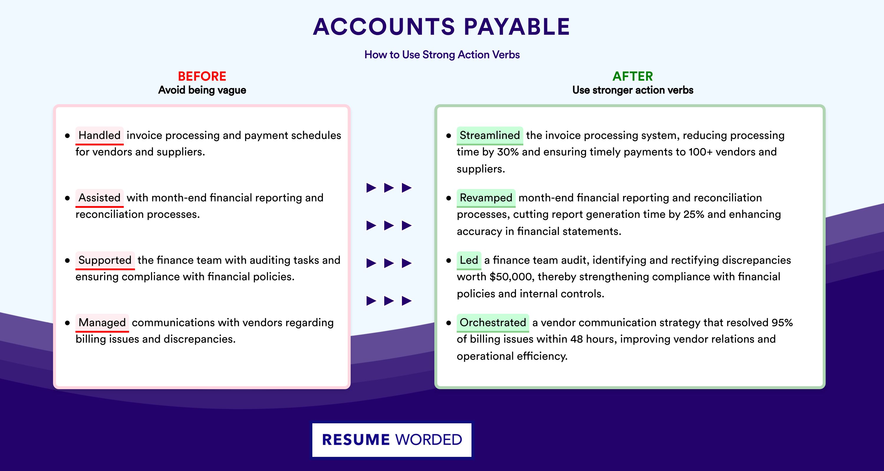 Action Verbs for Accounts Payable