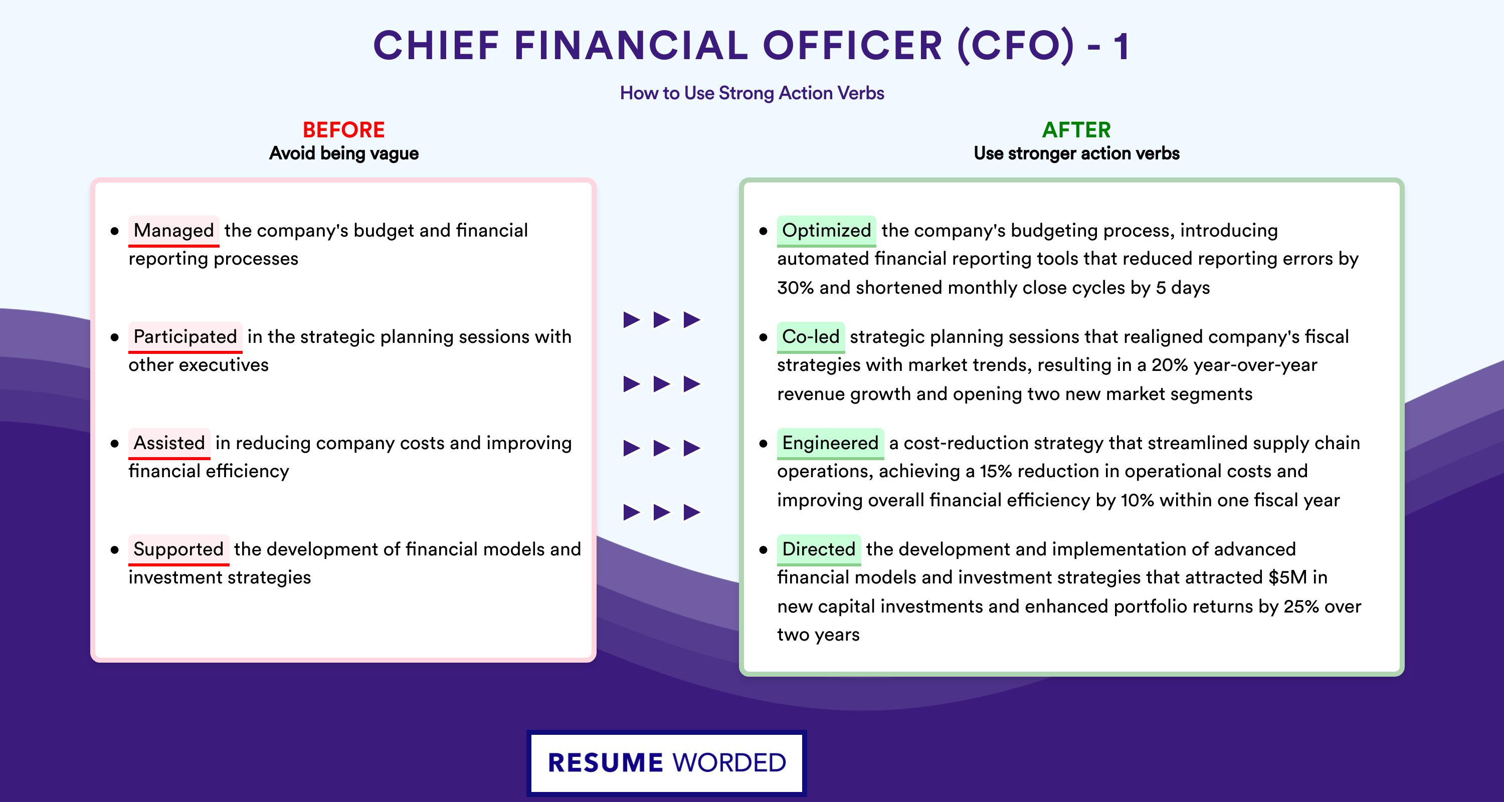 Action Verbs for Chief Financial Officer (CFO) - 1