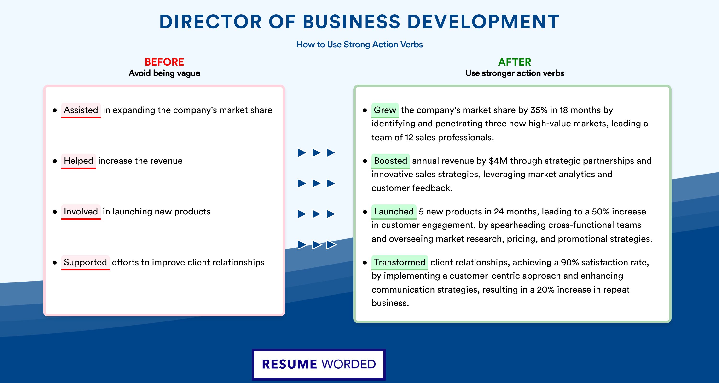 Action Verbs for Director of Business Development