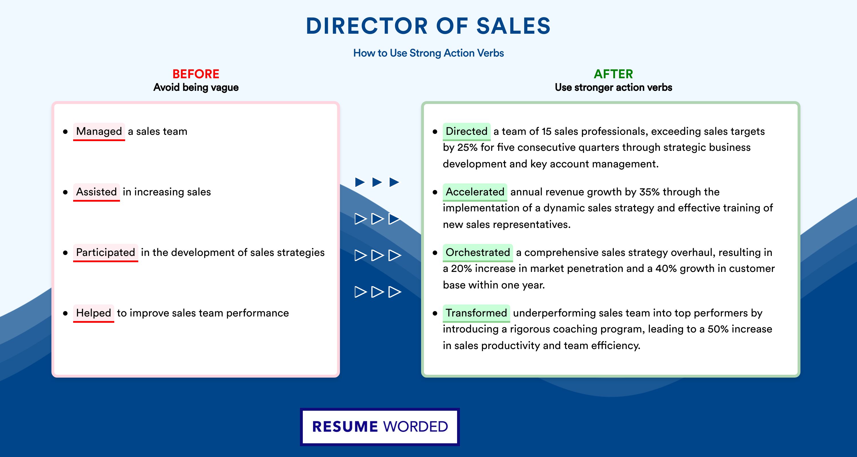Action Verbs for Director of Sales