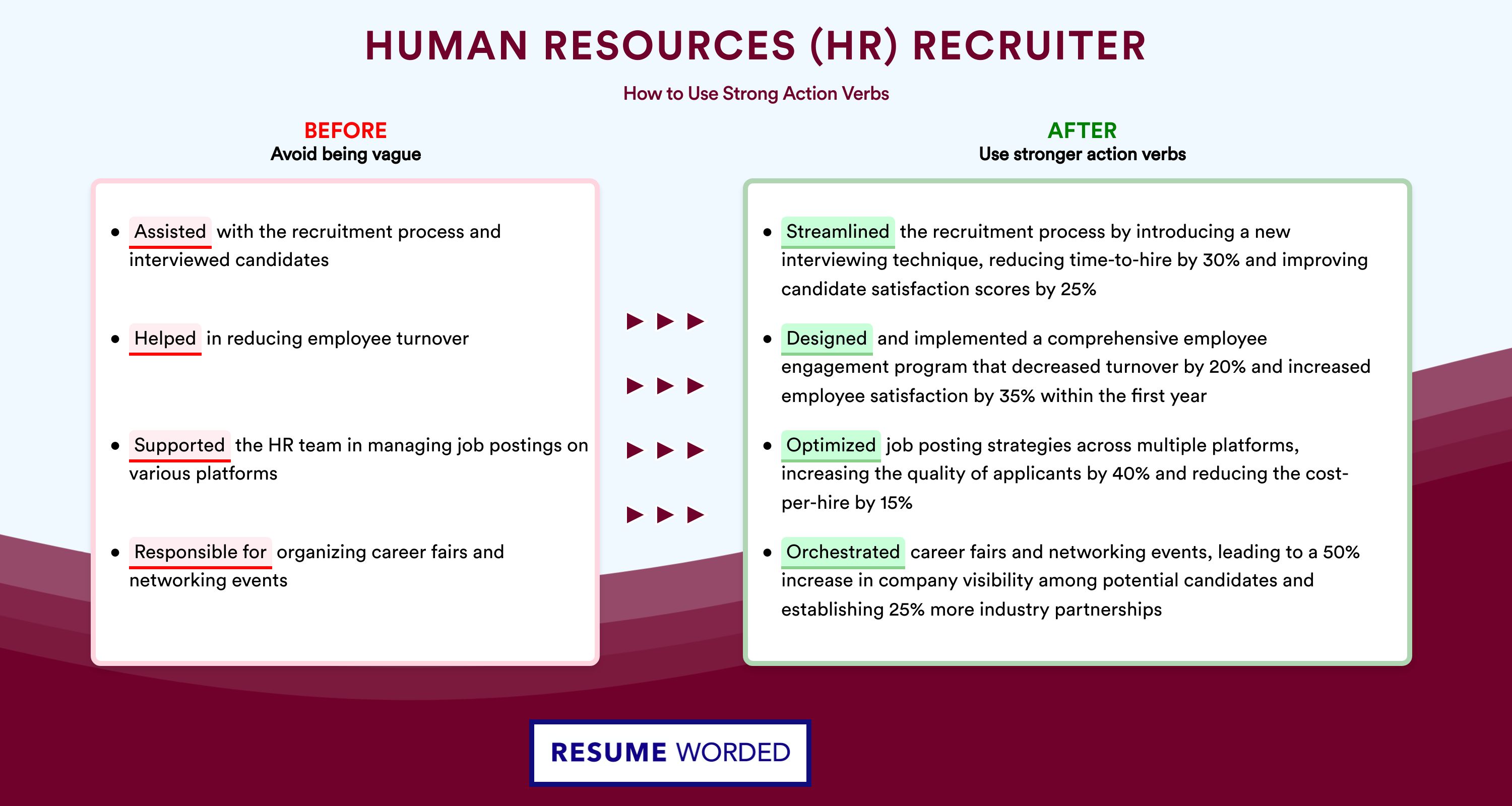 Action Verbs for Human Resources (HR) Recruiter