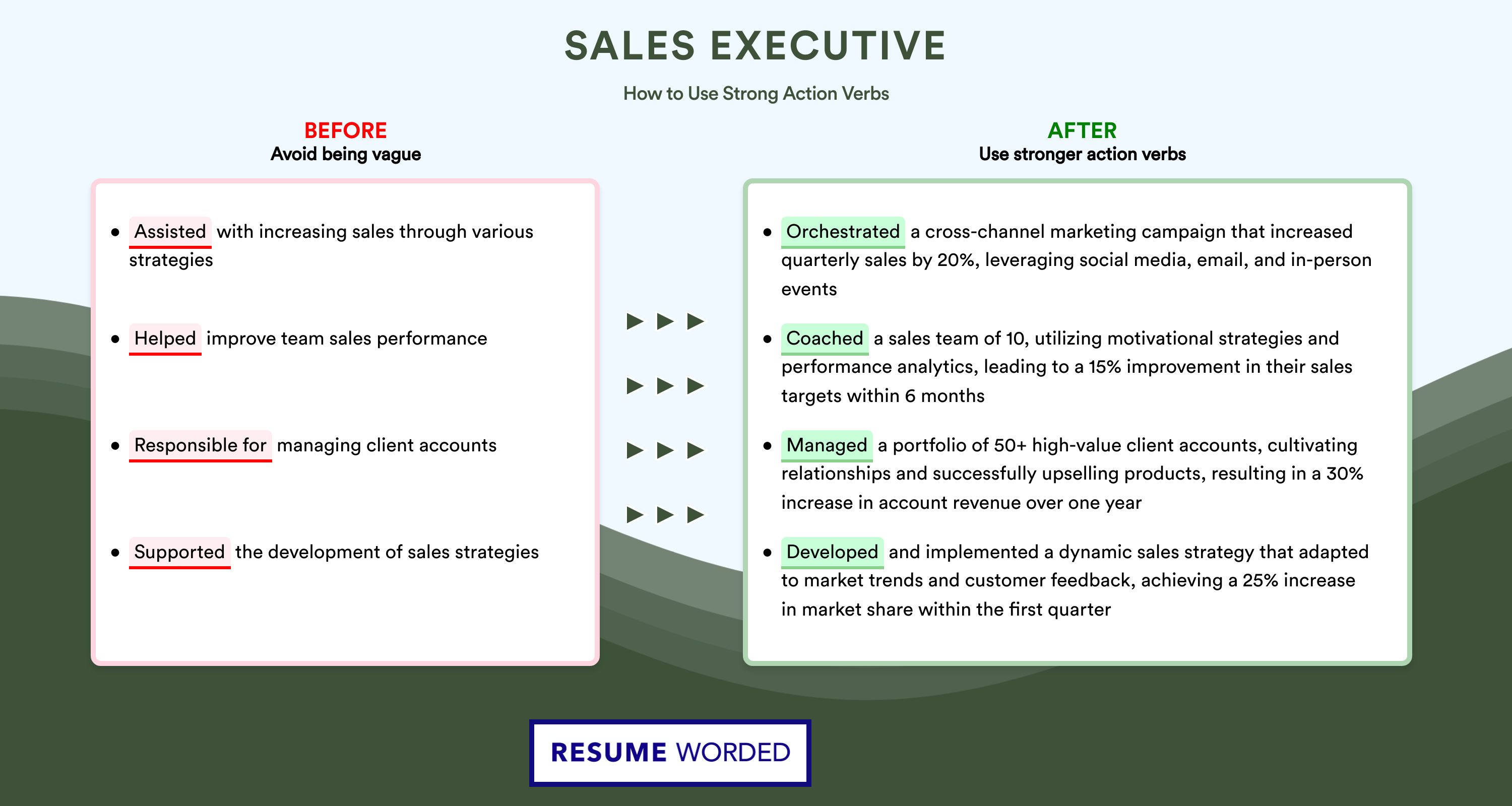 Action Verbs for Sales Executive