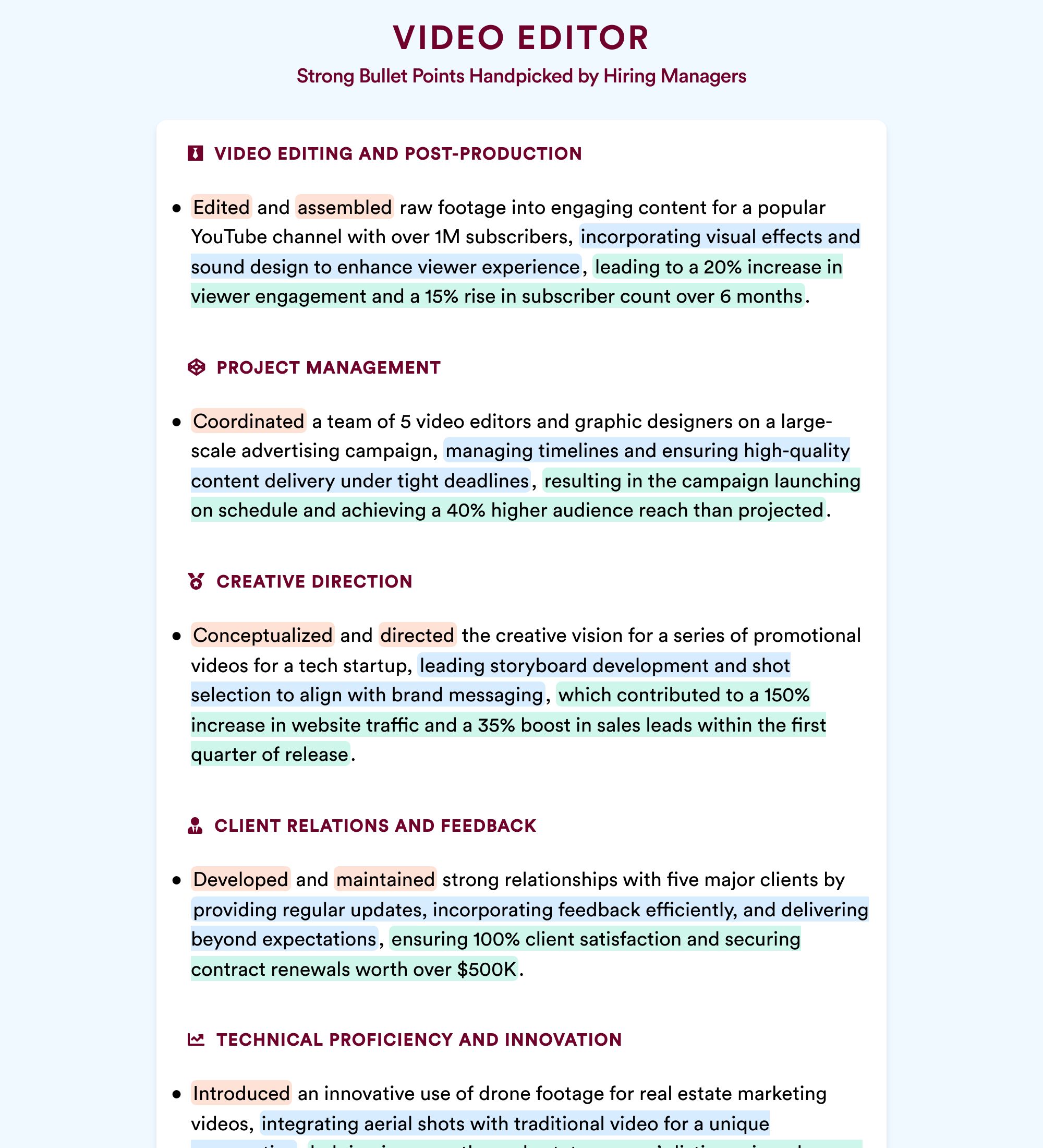 3 Video Editor Resume Examples For 2026 Resume Worded 3 Video Editor Resume Examples For 2026 Resume Worded