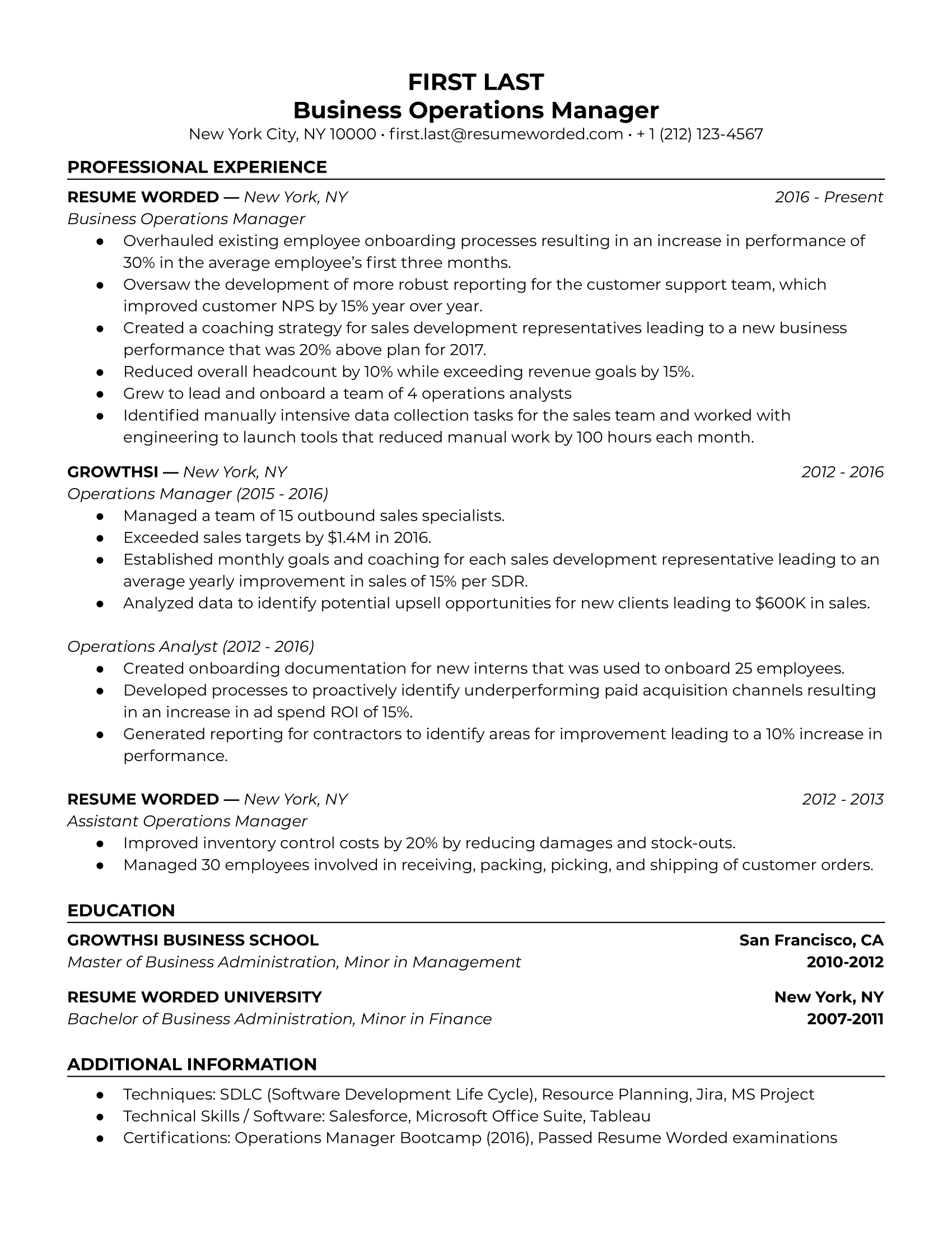 4 Director of Operations Resume Examples for 2024 Resume Worded