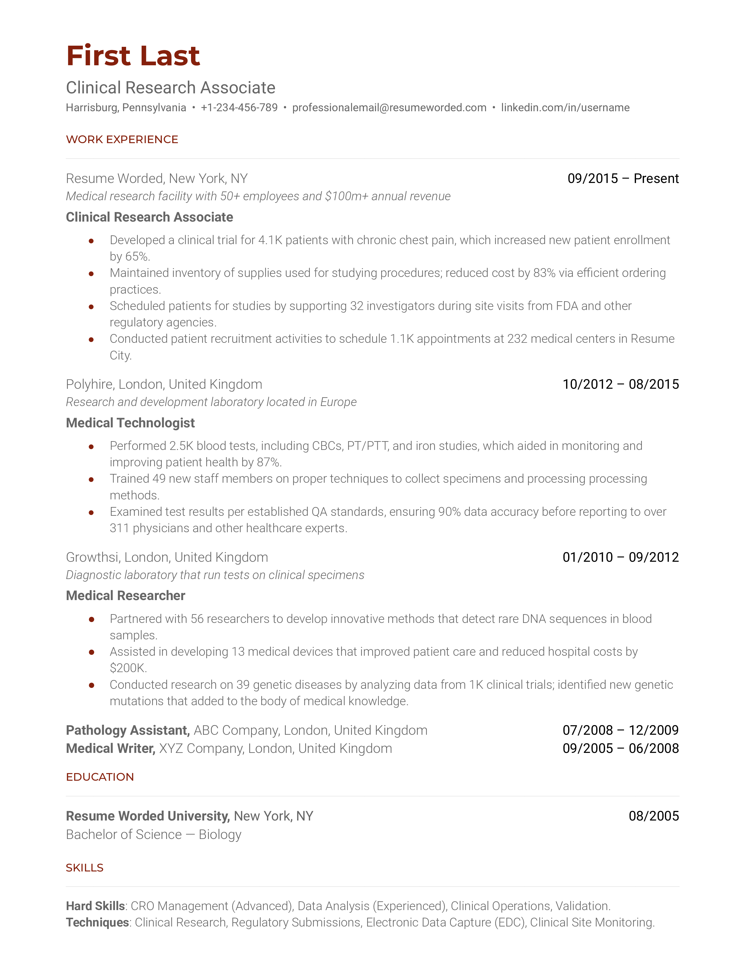 resume summary for clinical research coordinator