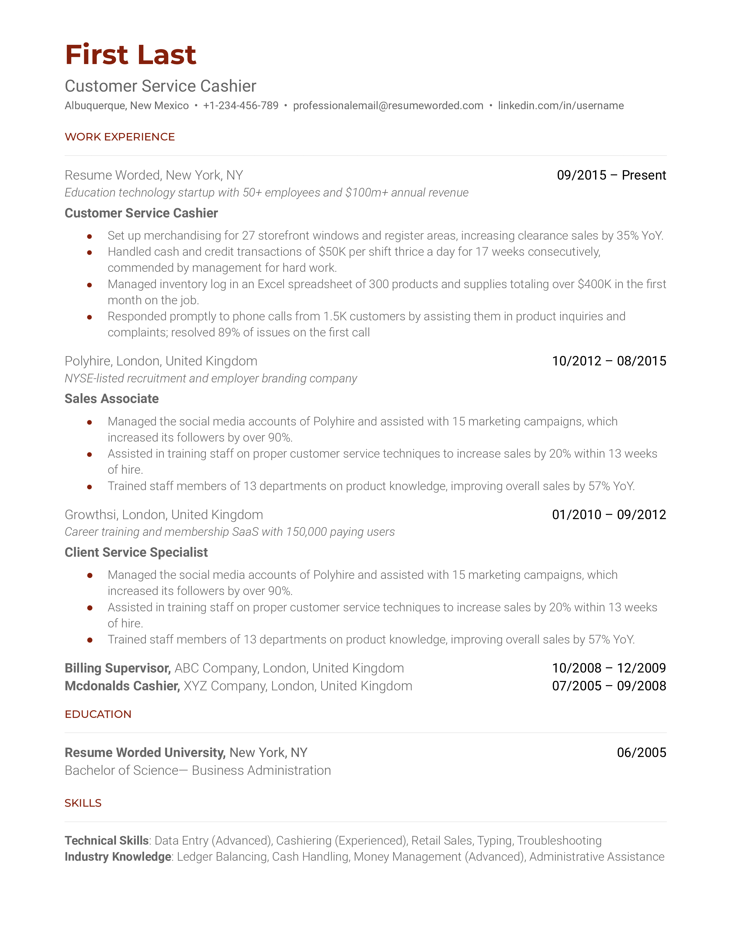 Remote Customer Service Rep Resume Example for 2022 | Resume Worded