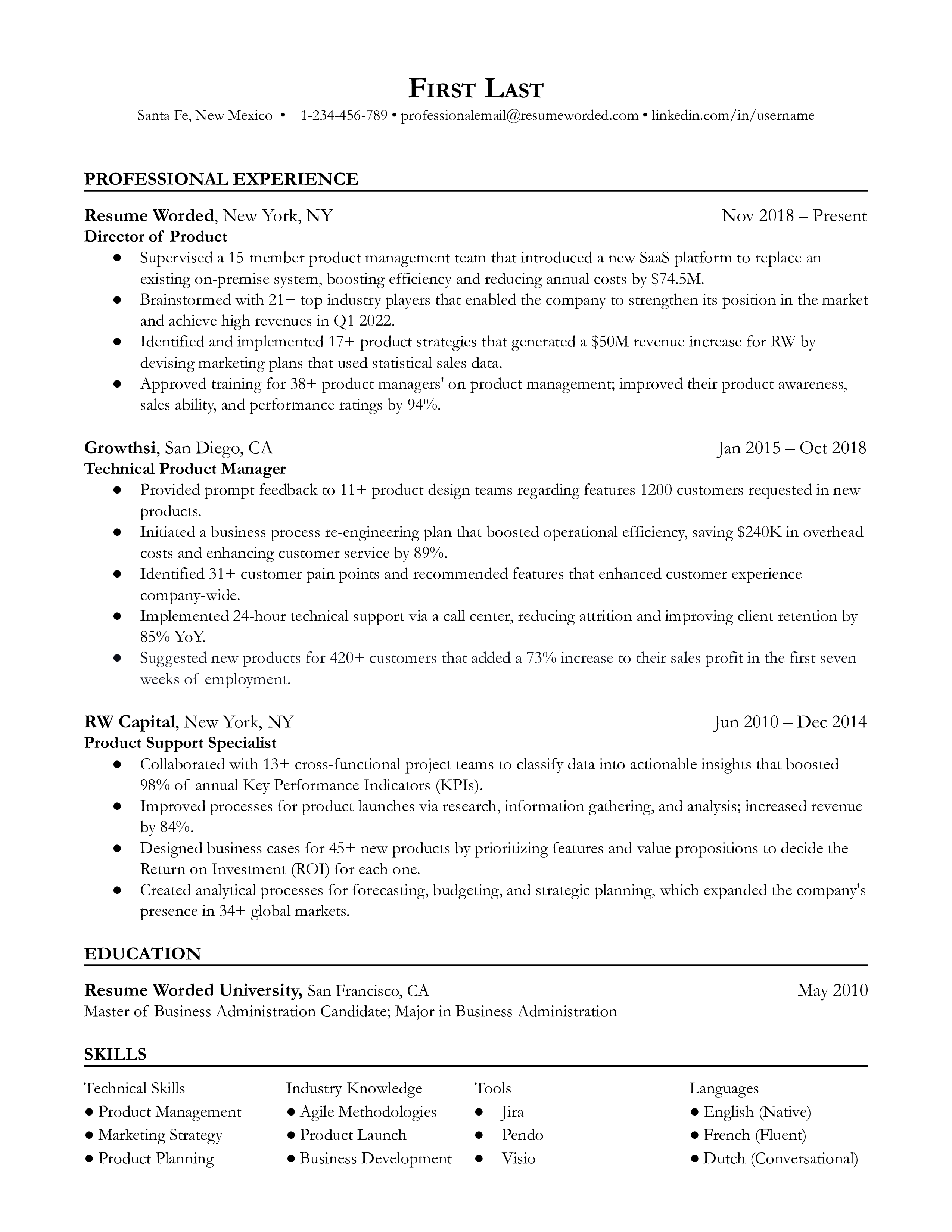 Product Marketing Director CV Example For 2023 Resume Worded