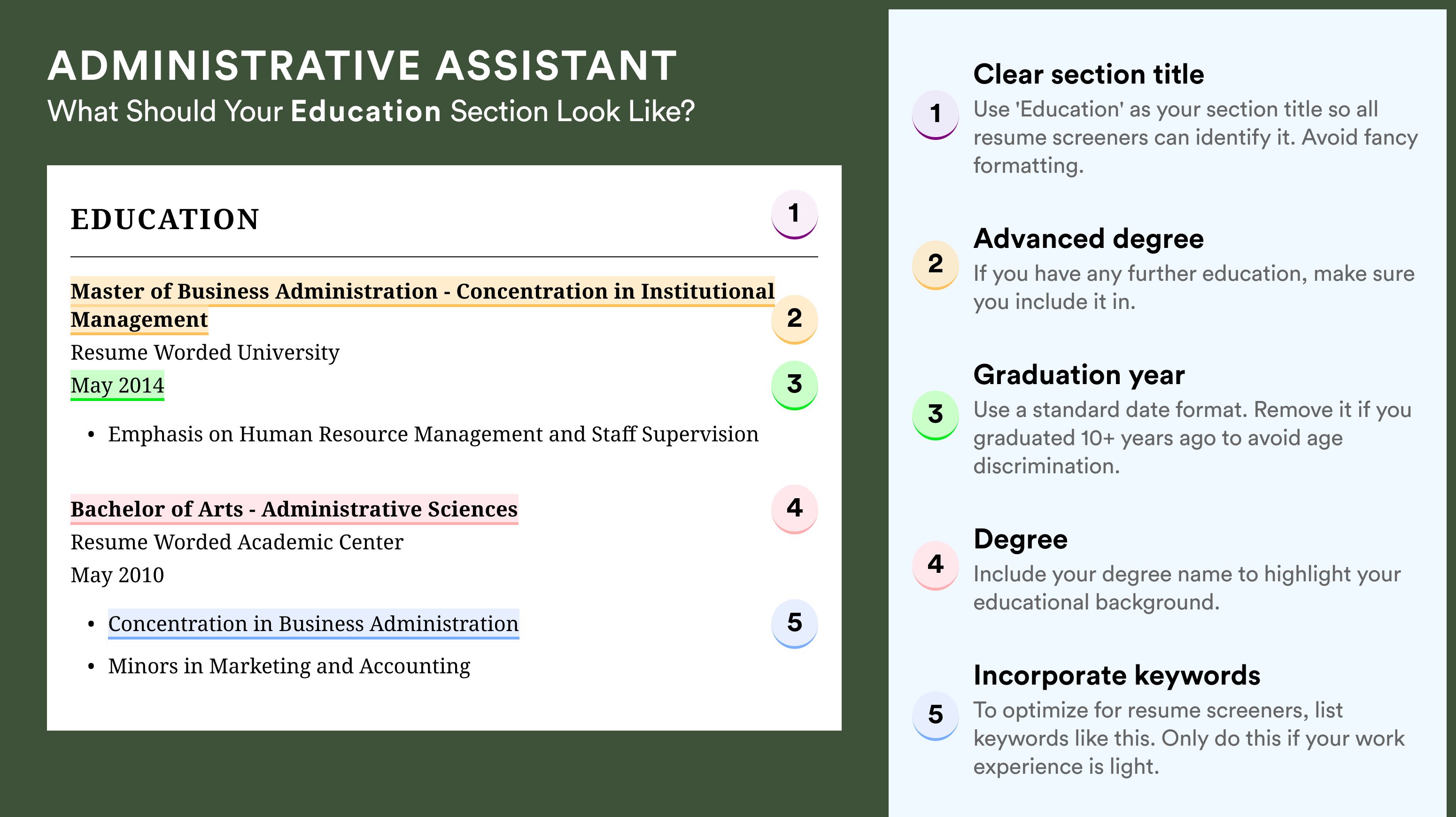 How To Write An Education Section - Administrative Assistant Roles