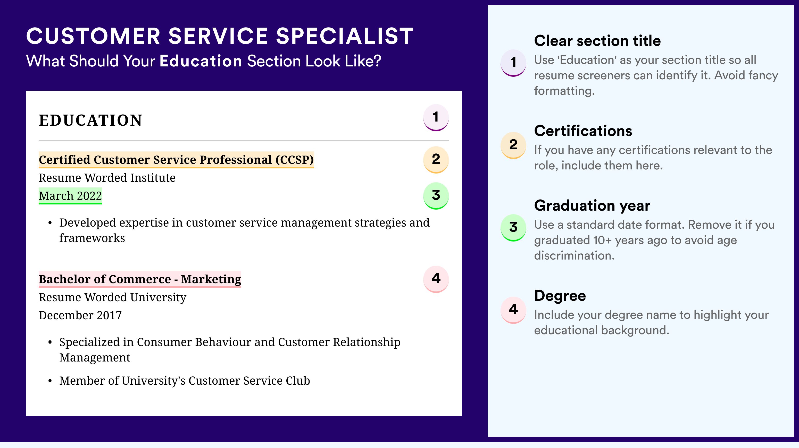 How To Write An Education Section - Customer Service Specialist Roles