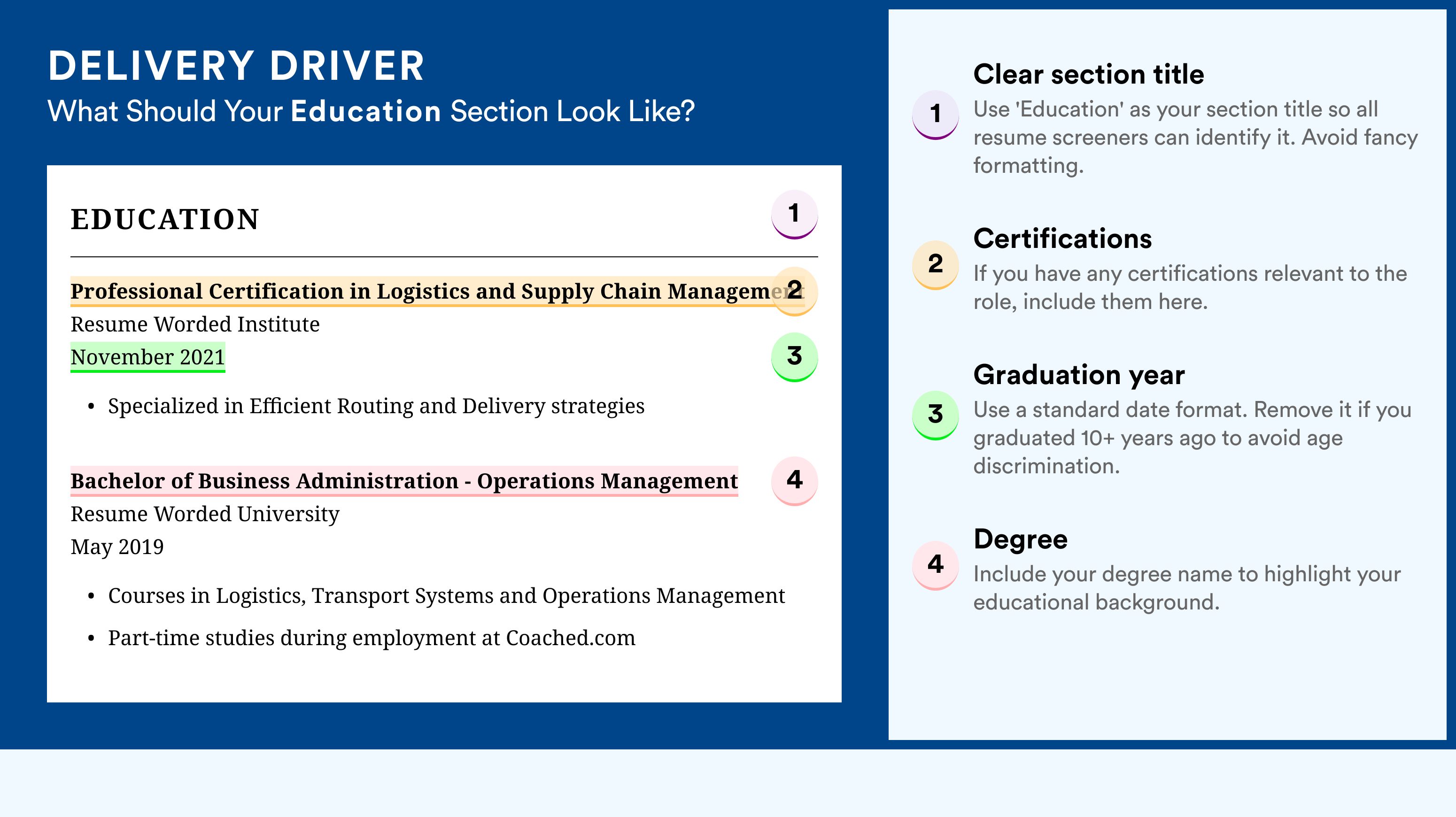 How To Write An Education Section - Delivery Driver Roles