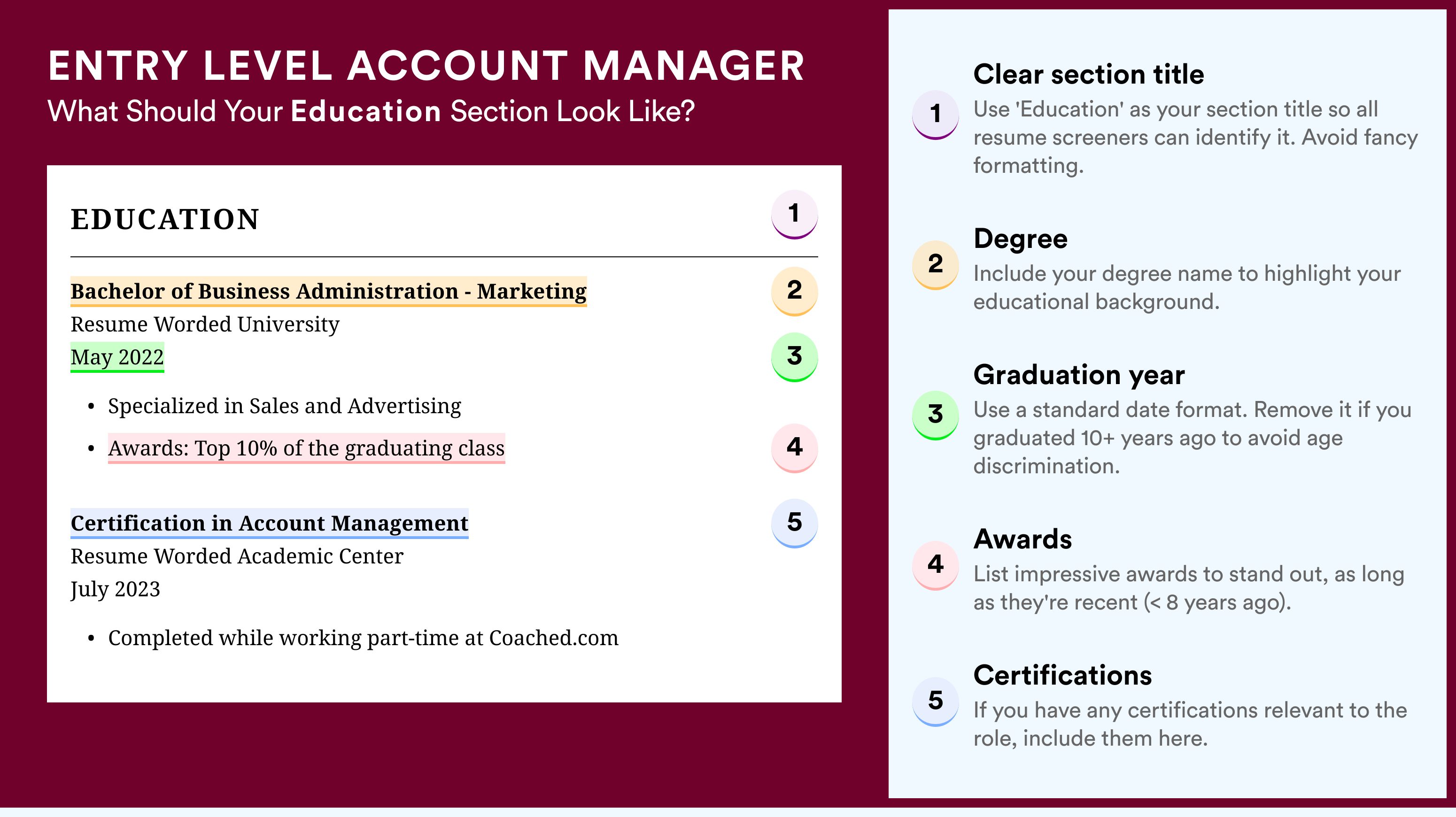 How To Write An Education Section - Entry Level Account Manager Roles