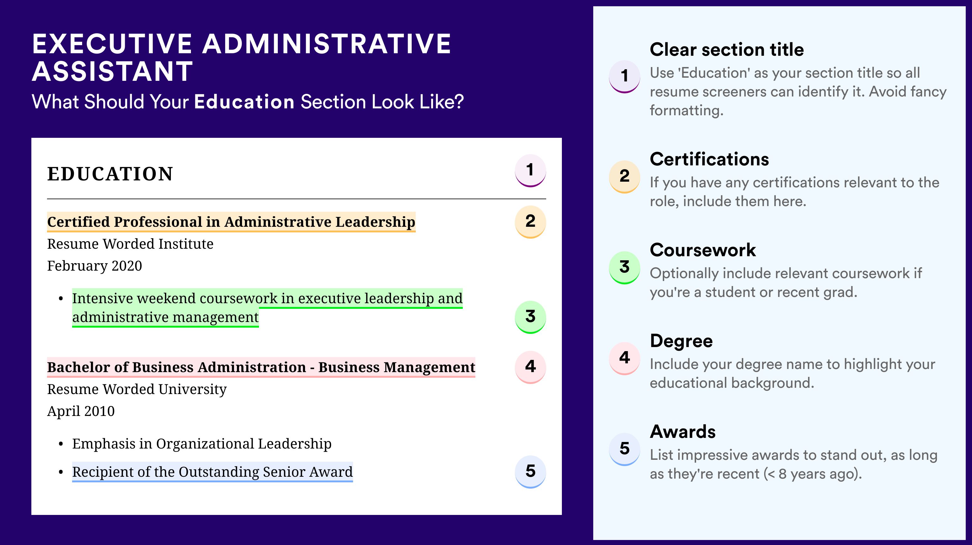 How To Write An Education Section - Executive Administrative Assistant Roles