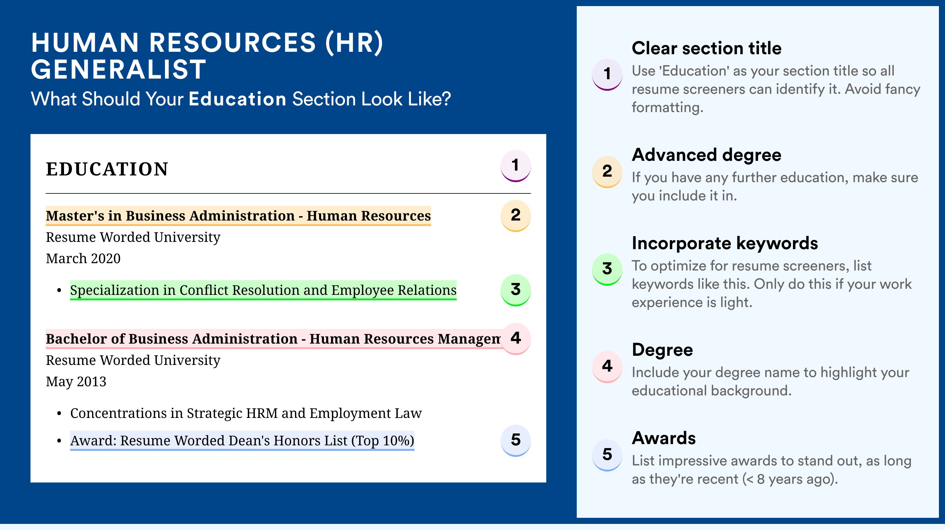 How To Write An Education Section - Human Resources (HR) Generalist Roles