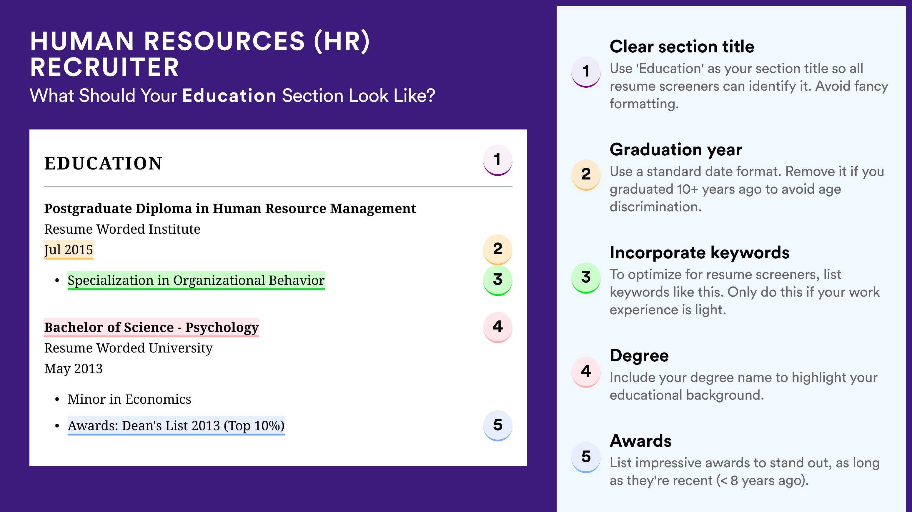 How To Write An Education Section - Human Resources (HR) Recruiter Roles