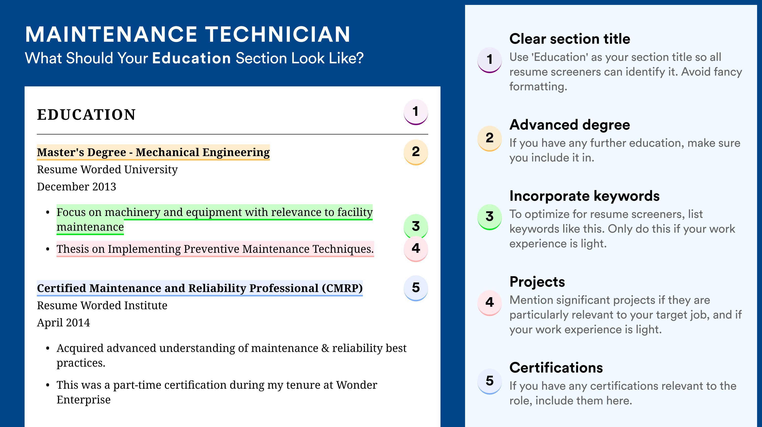 How To Write An Education Section - Maintenance Technician Roles
