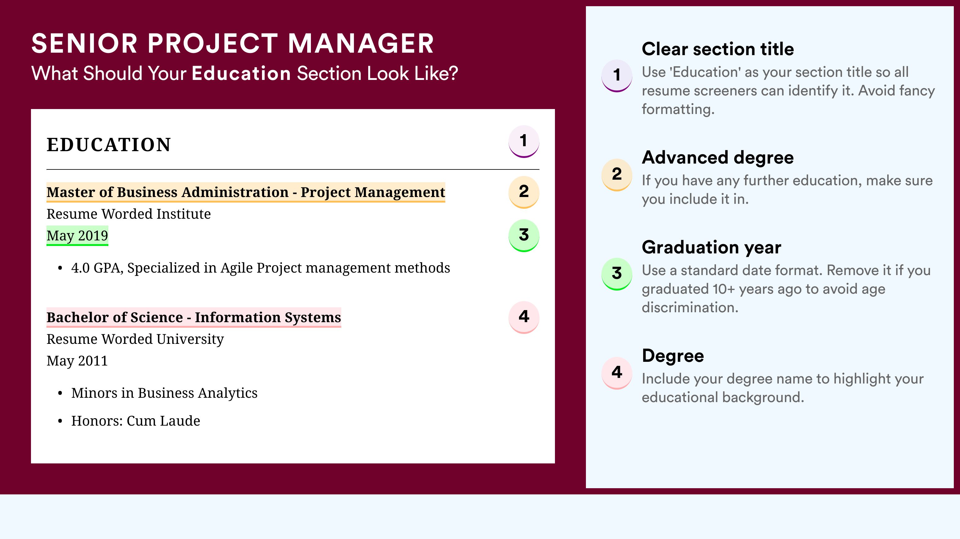 How To Write An Education Section - Senior Project Manager Roles