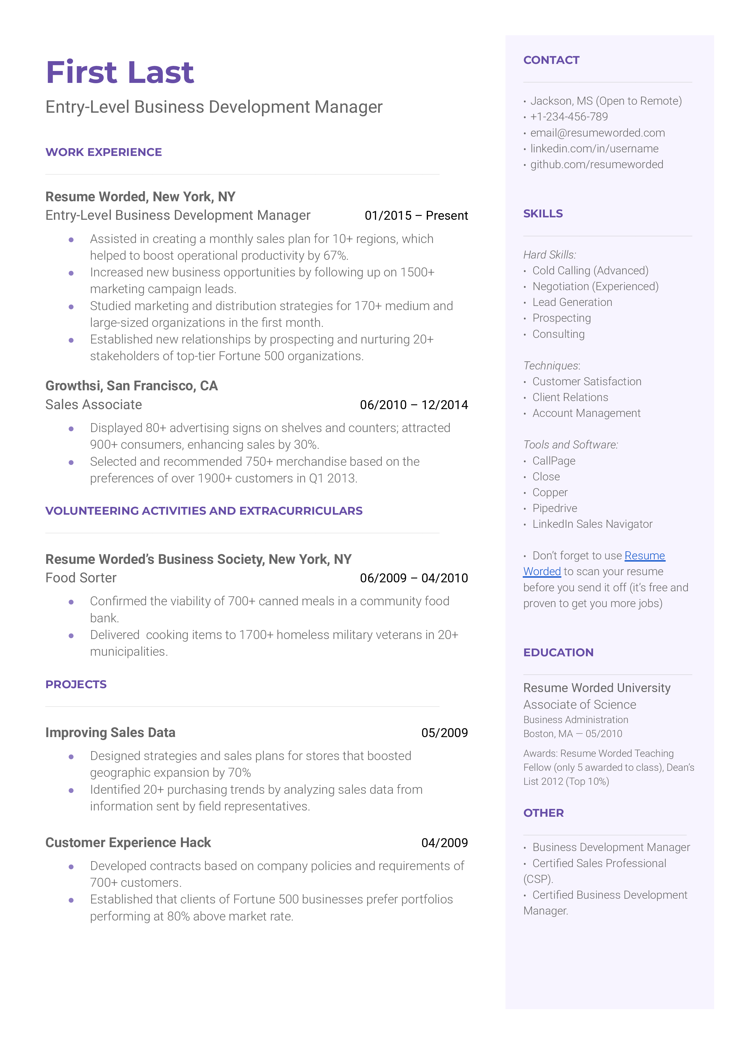 Business Development Resume Skills
