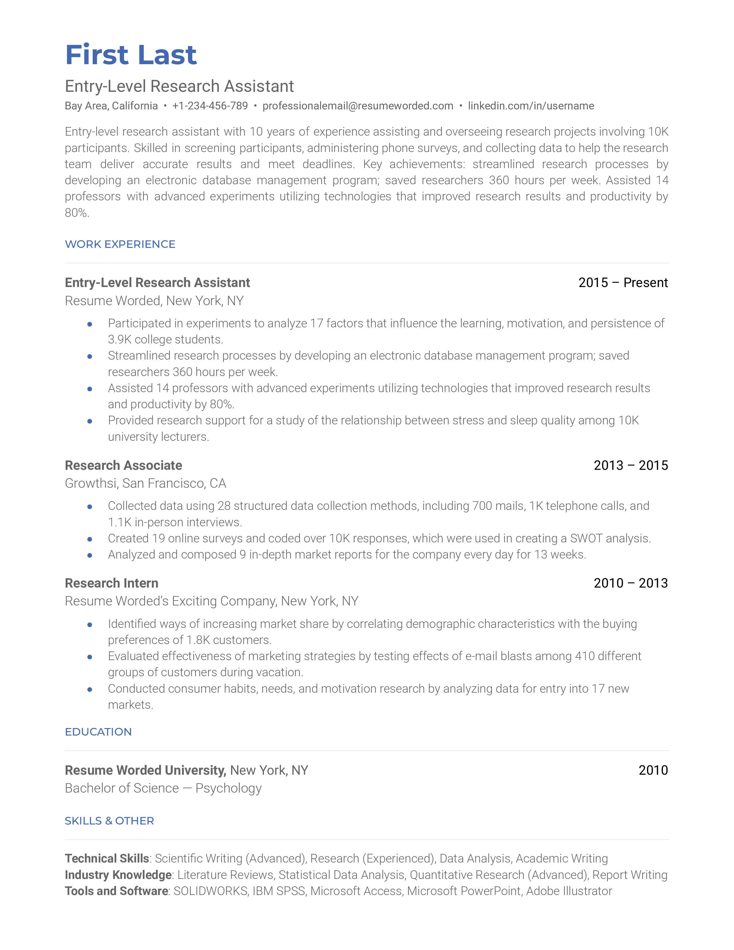 research assistant job resume