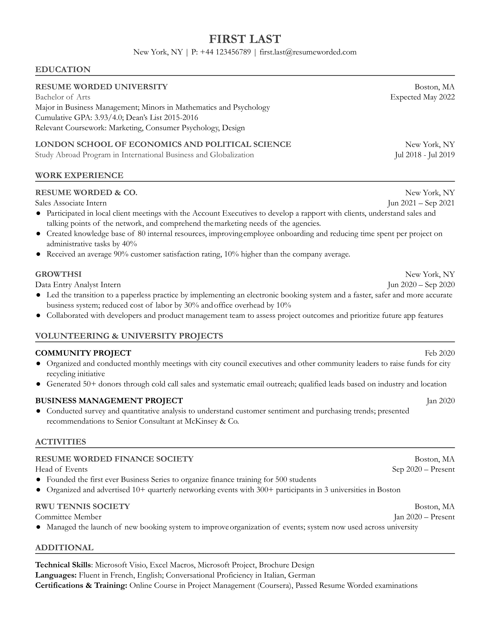 Entry-Level Sales Associate Resume Template + Example