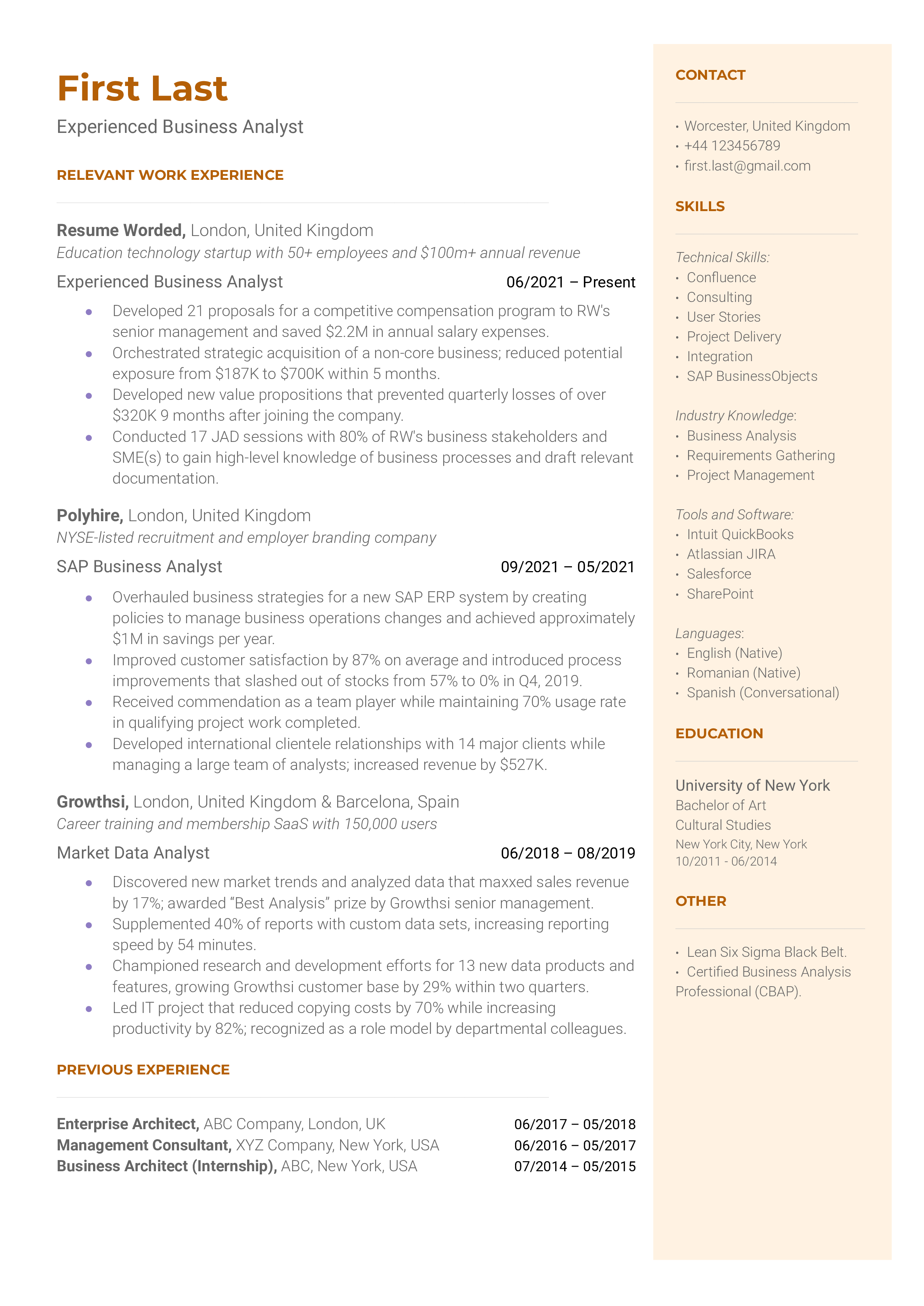 15 Business Analyst Resume Examples For 2024 Resume Worded