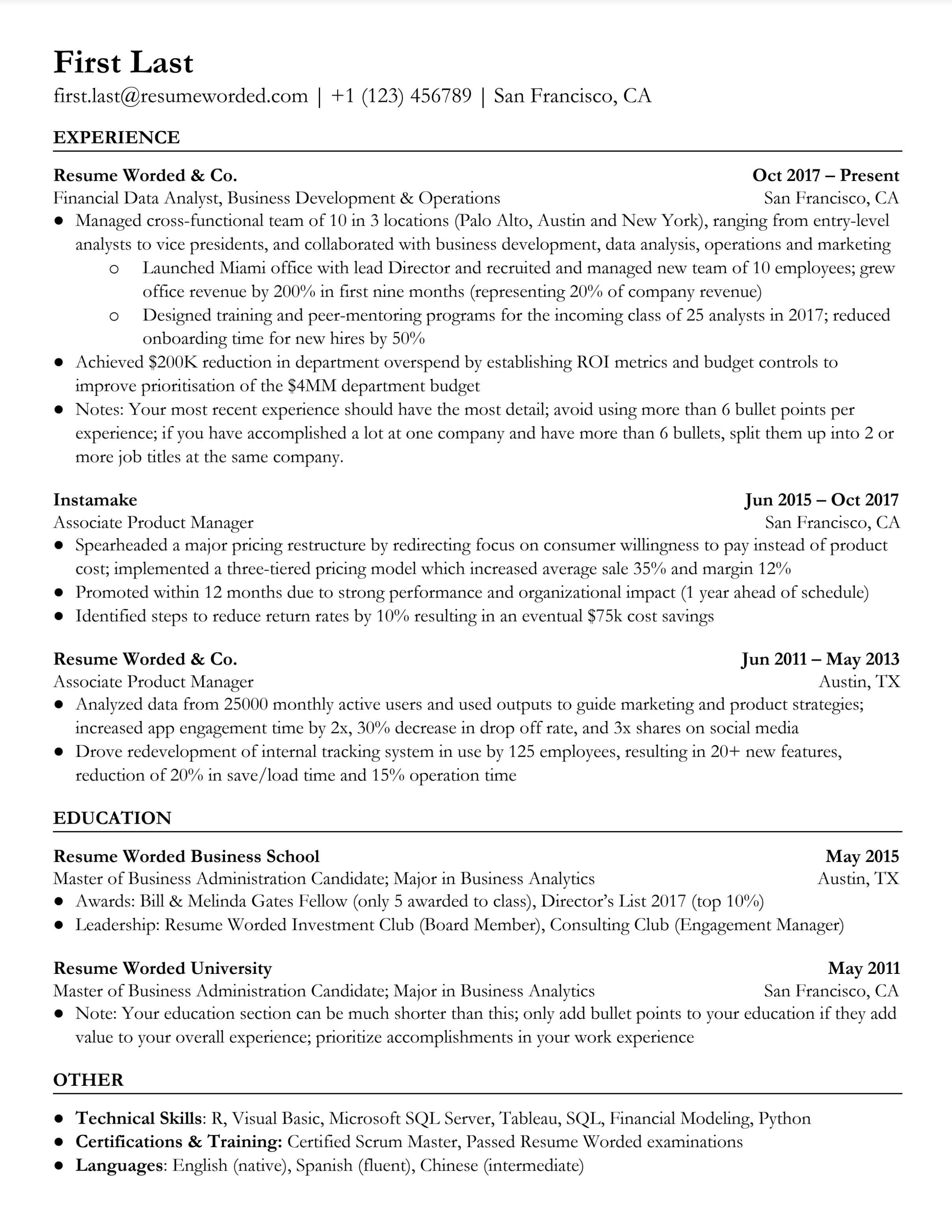 Financial Data Analyst Resume Sample