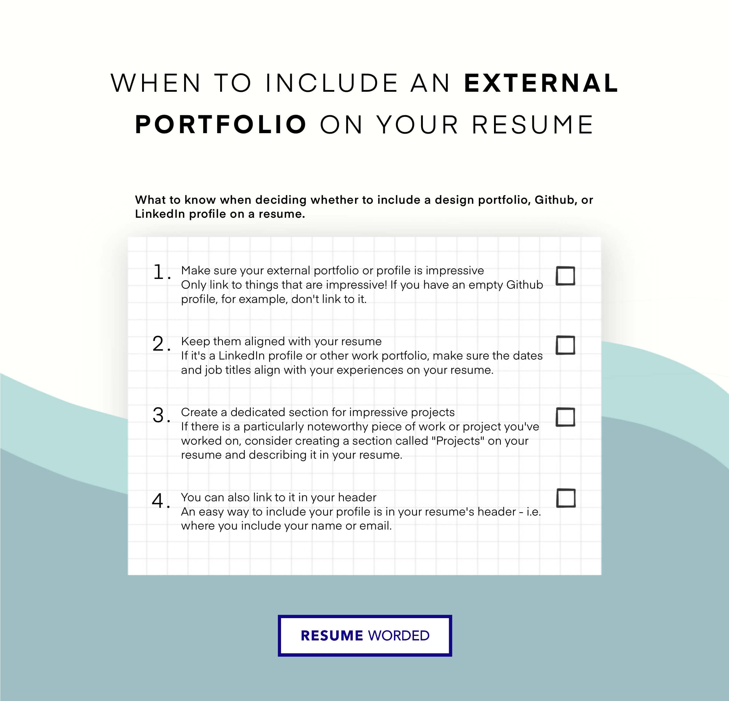 Include any Portfolio links in the Resume Header