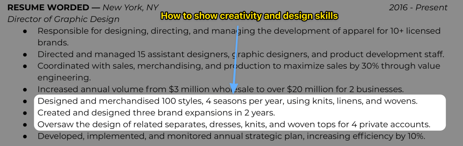 Tailored to the creative design job - Creative Graphic Designer Resume