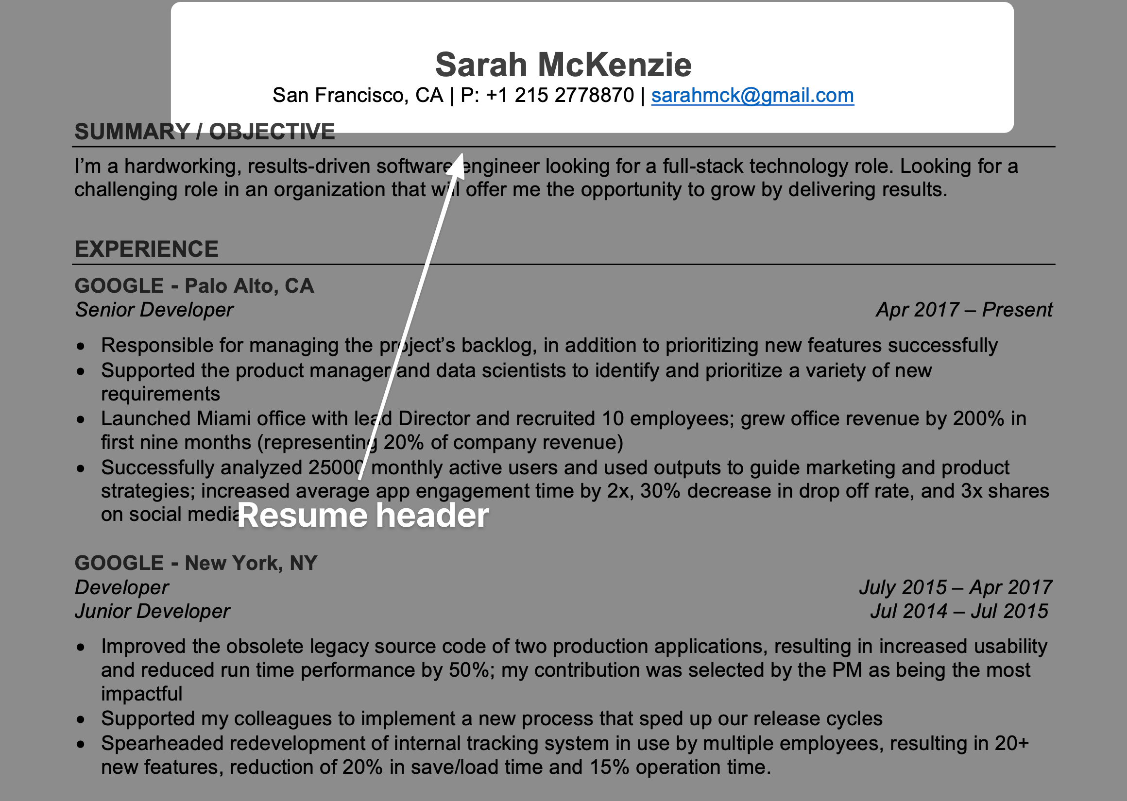 Make sure you include ‘Java’ in your resume title. - Junior Java Developer Resume