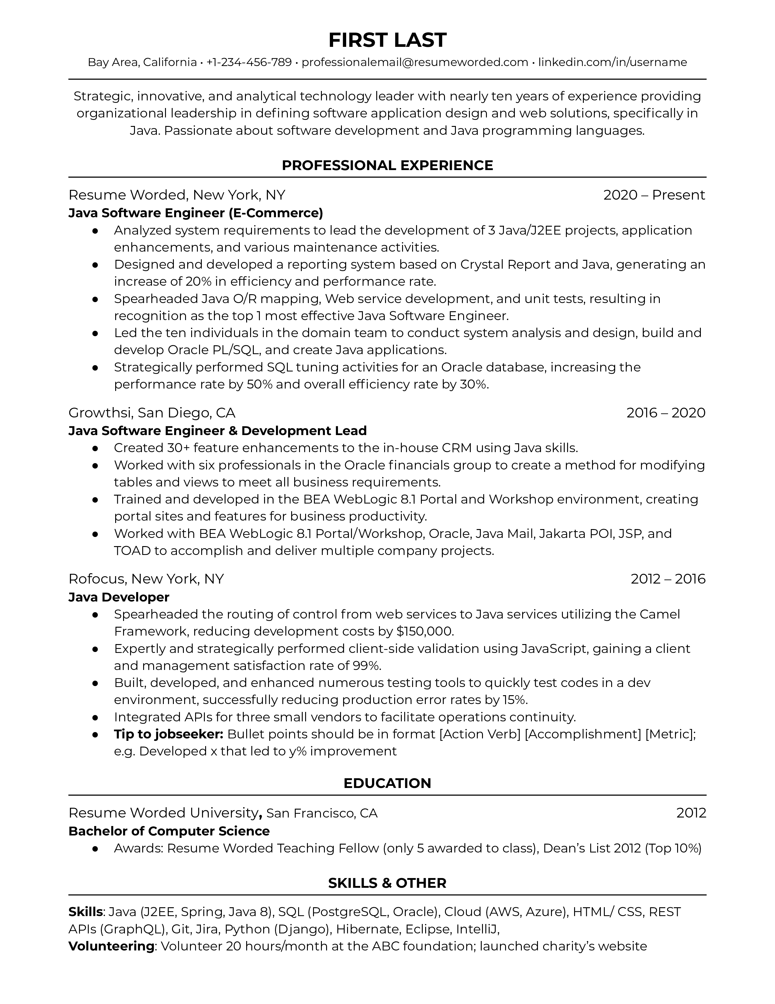 resume-template-java-developer