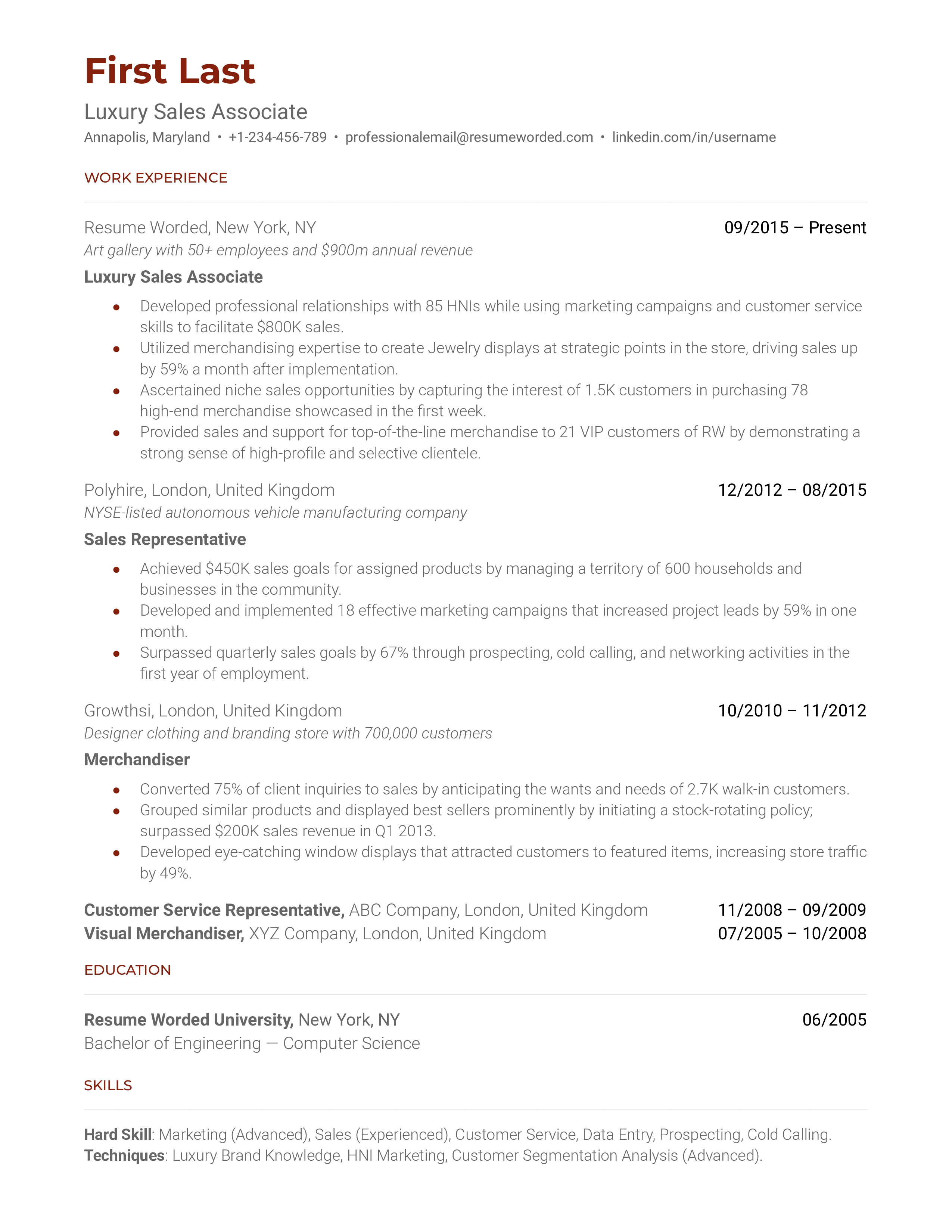 Jewelry Sales Associate Resume Samples