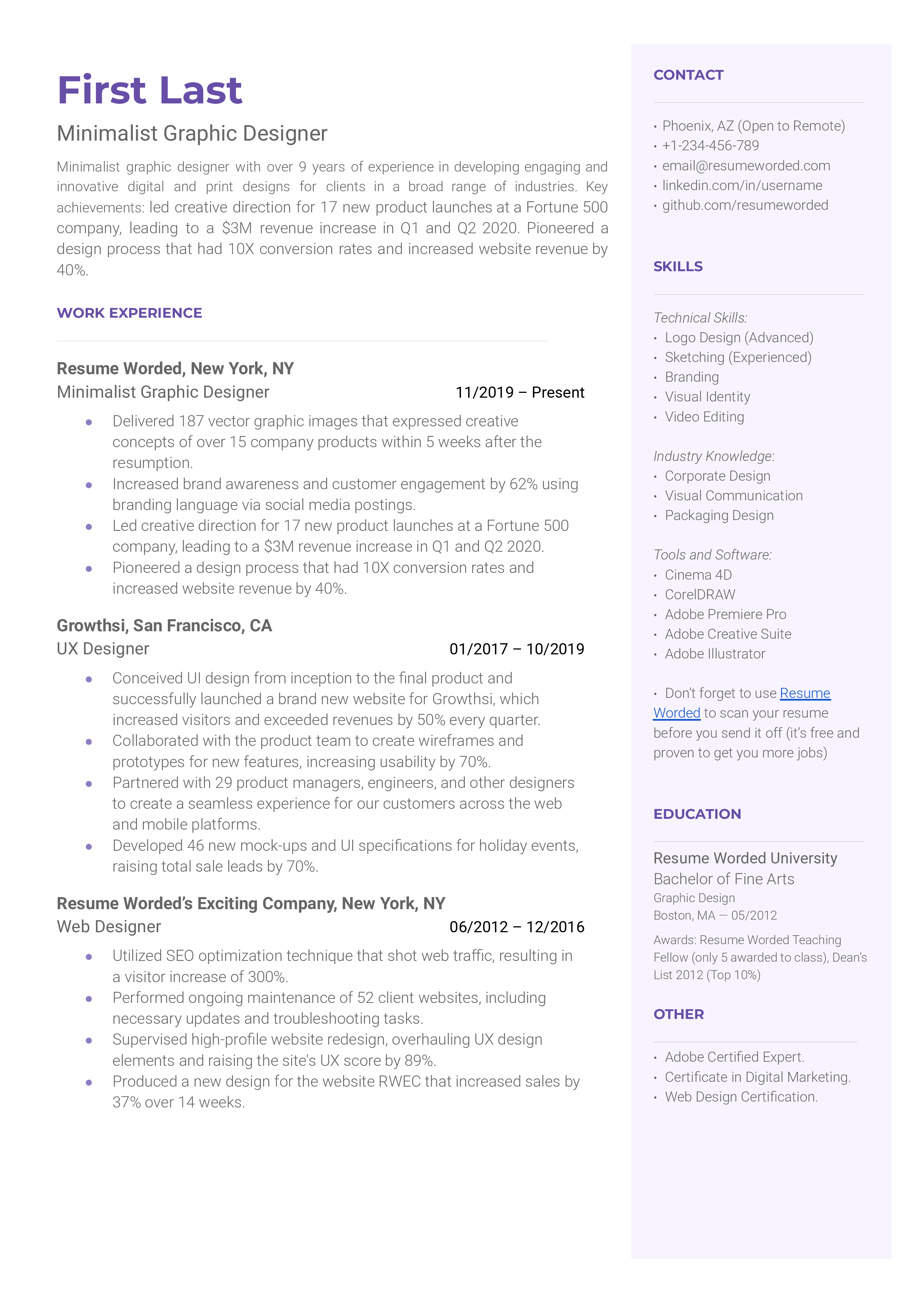 Entry Level UX Designer Resume Example for 2023 Resume Worded