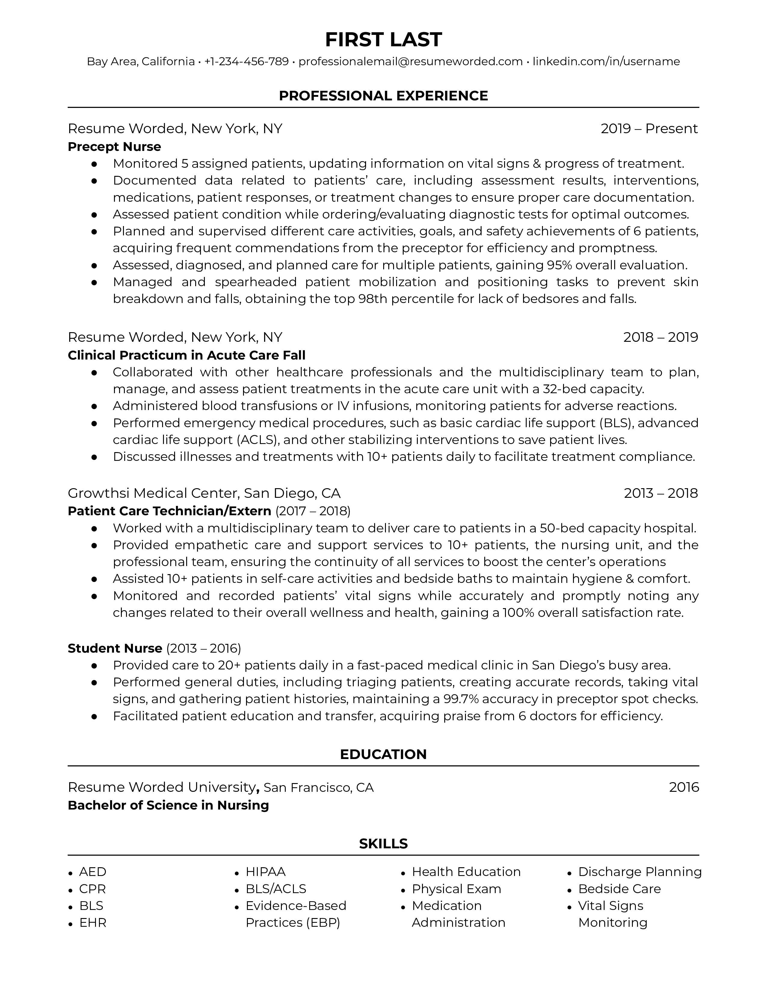 new grad nursing resume template