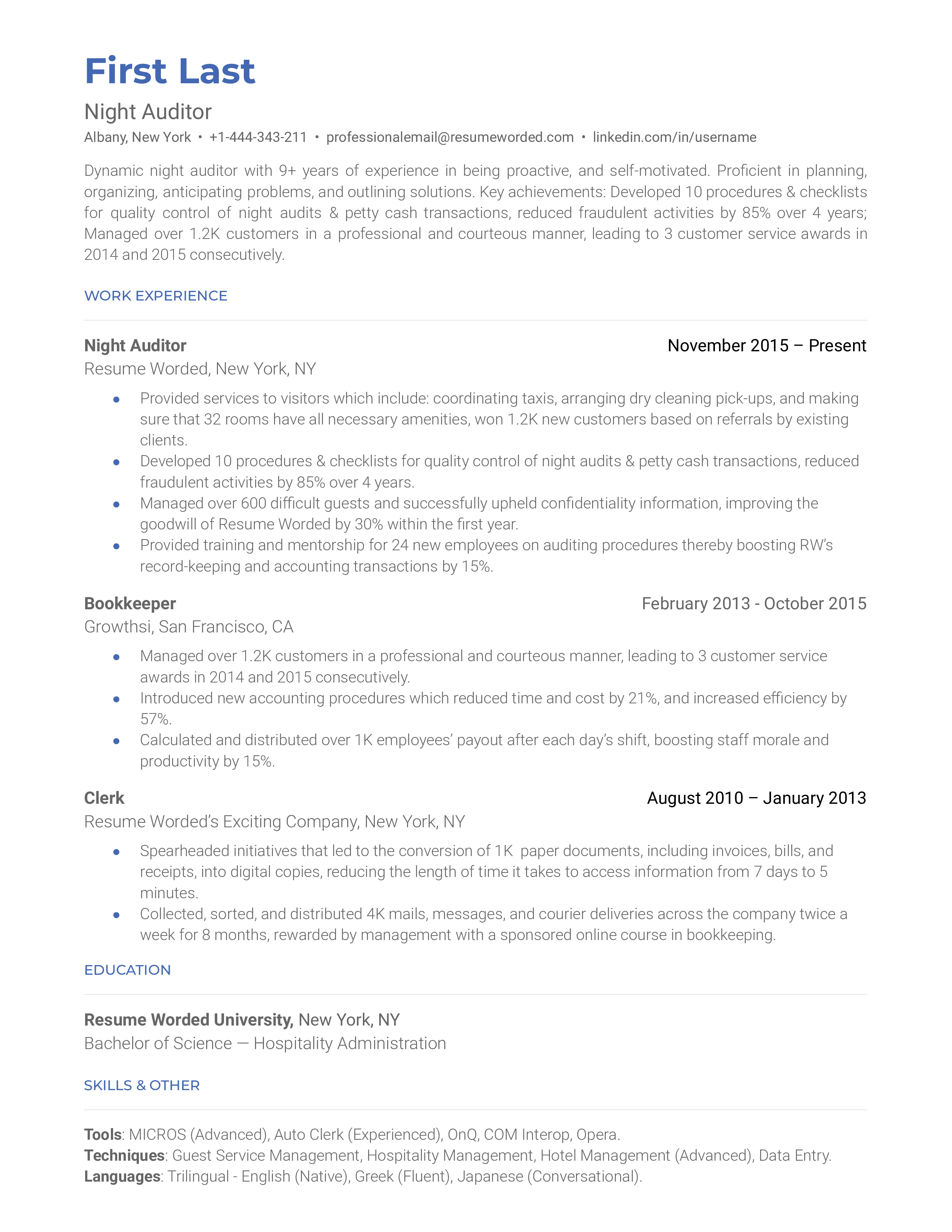 3 IT Auditor Resume Examples for 2024 | Resume Worded