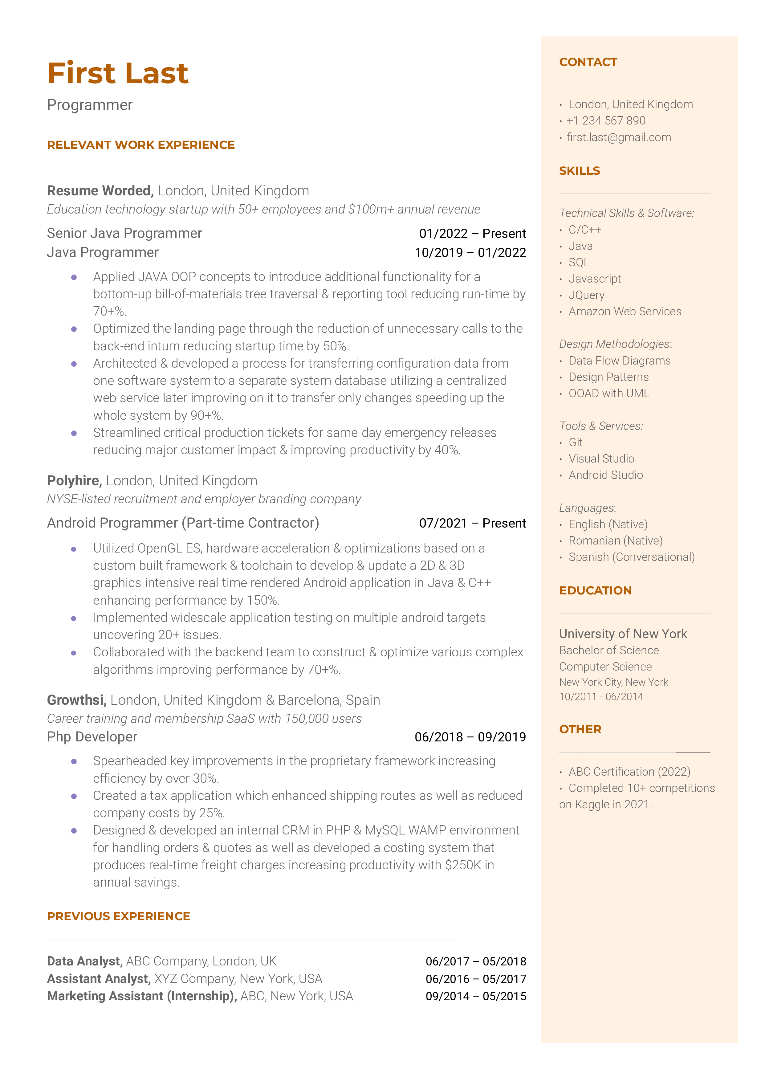 Creative Resume Programmer