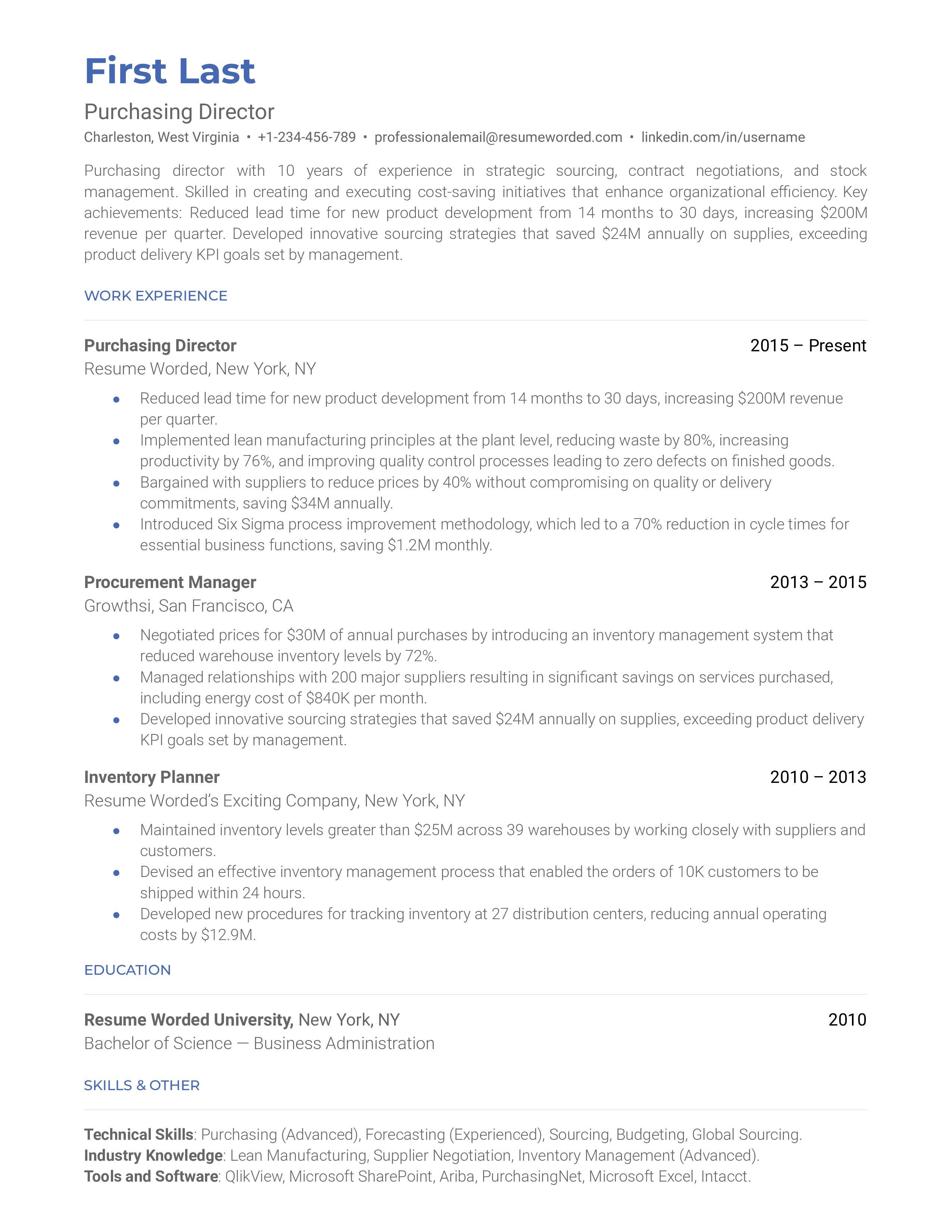 resume summary examples purchasing