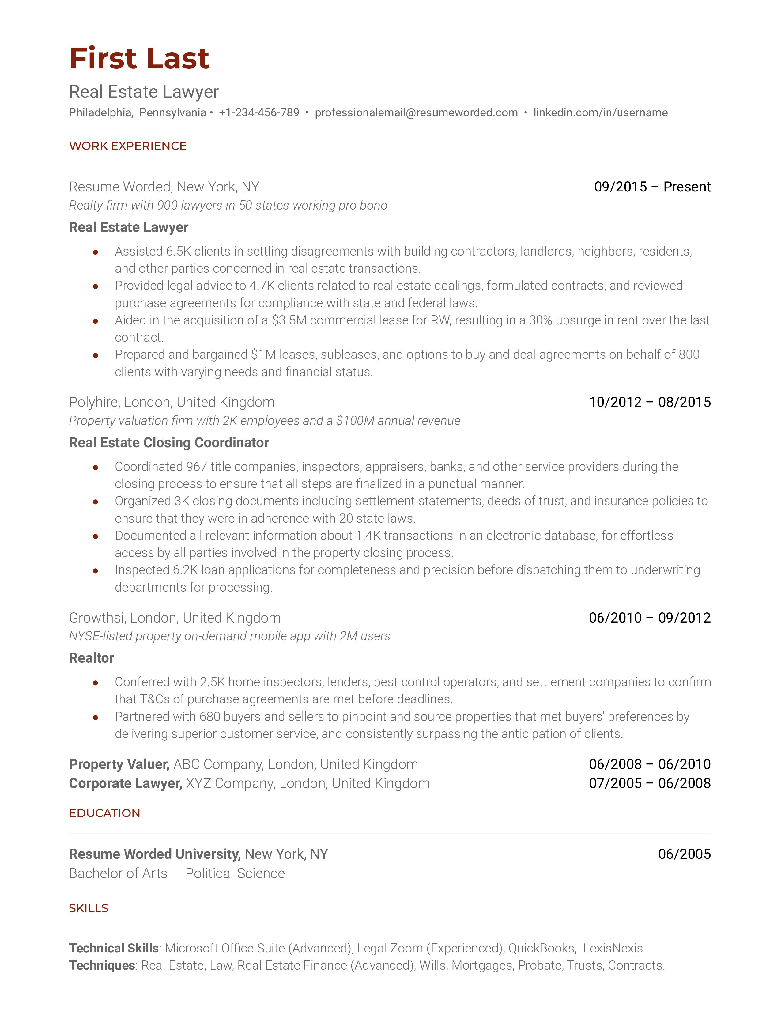 Junior Lawyer Resume Example for 2023 Resume Worded