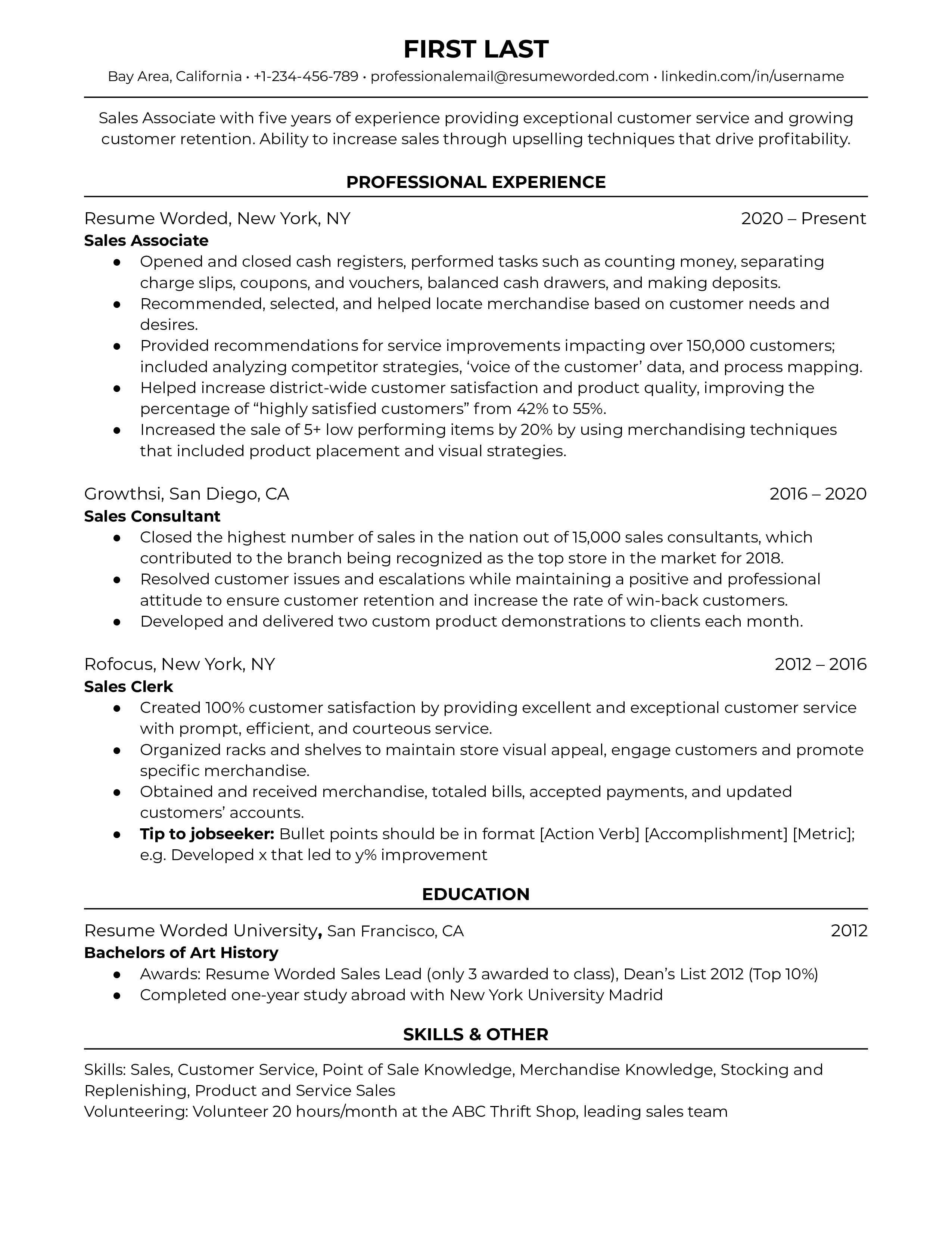 15 Sales Associate Resume Examples for 2024 Resume Worded