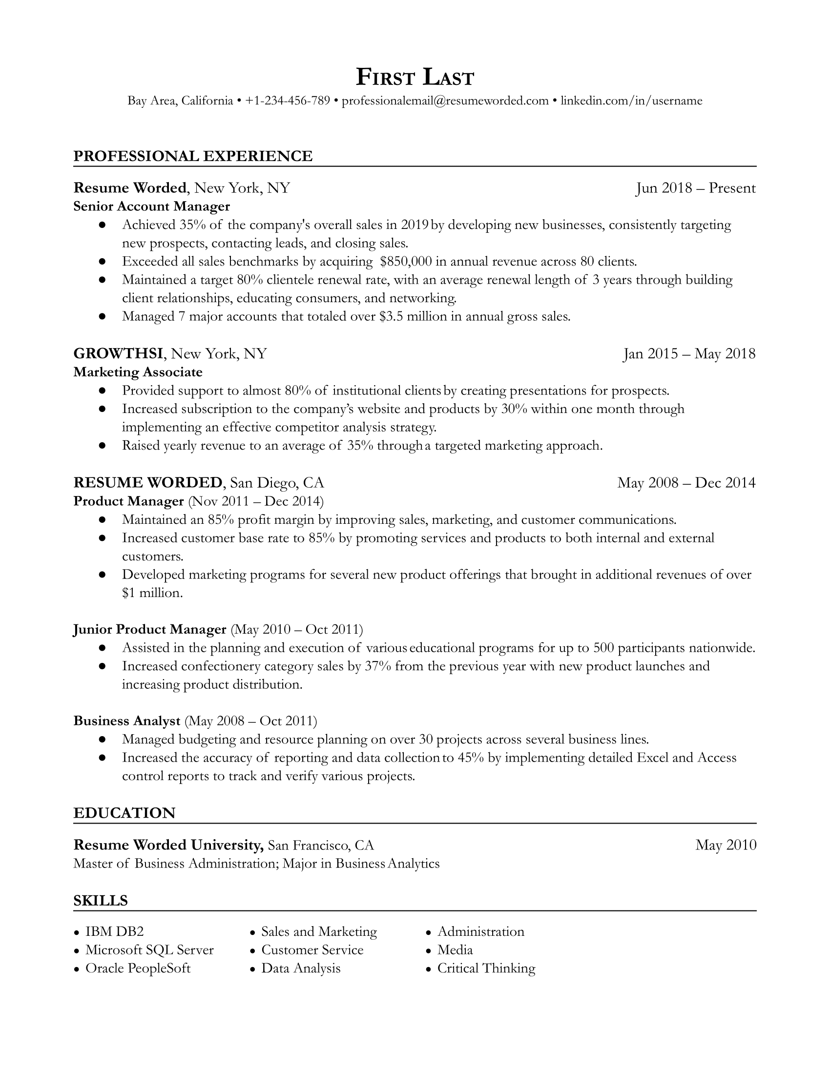 Senior Account Manager Resume Sample