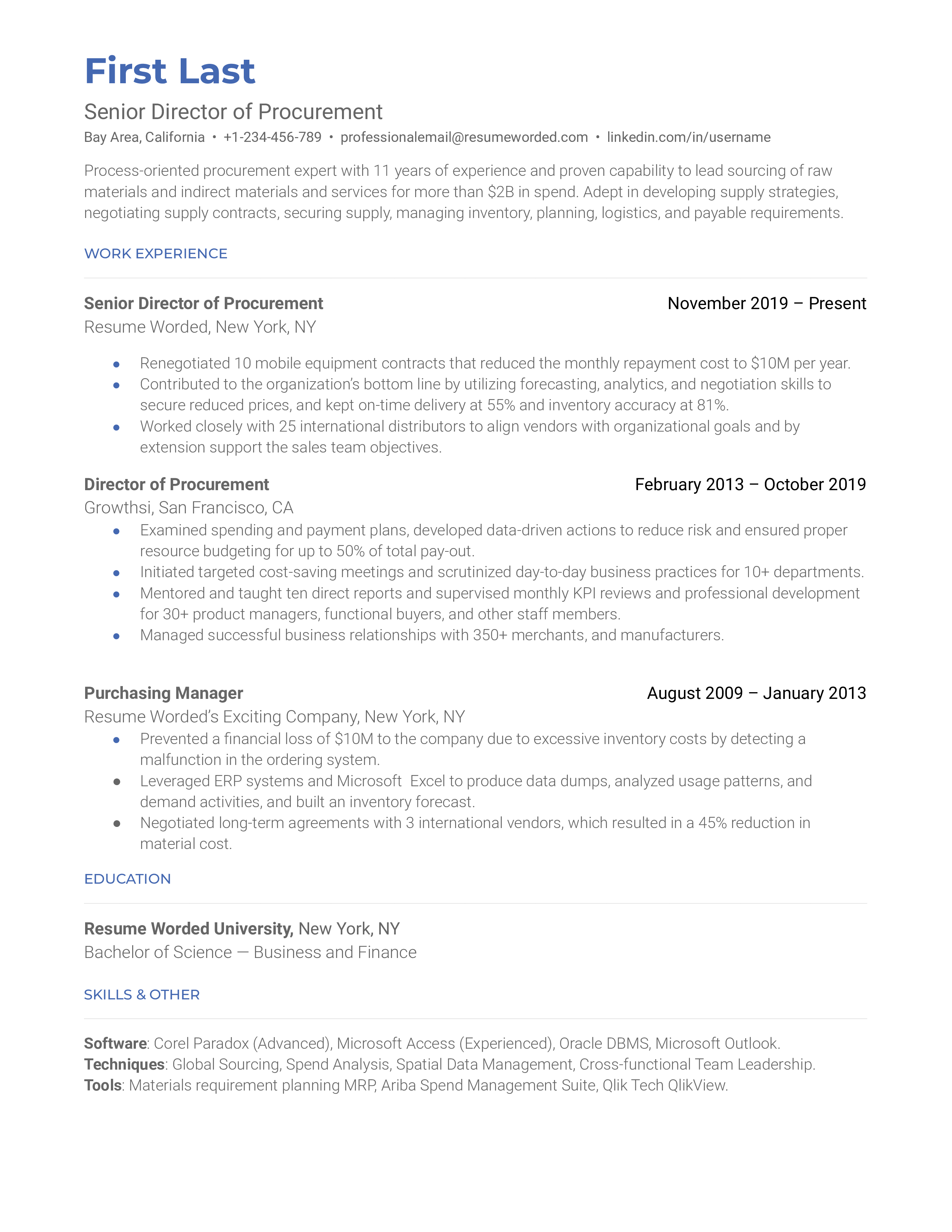 Procurement Job Description Cv