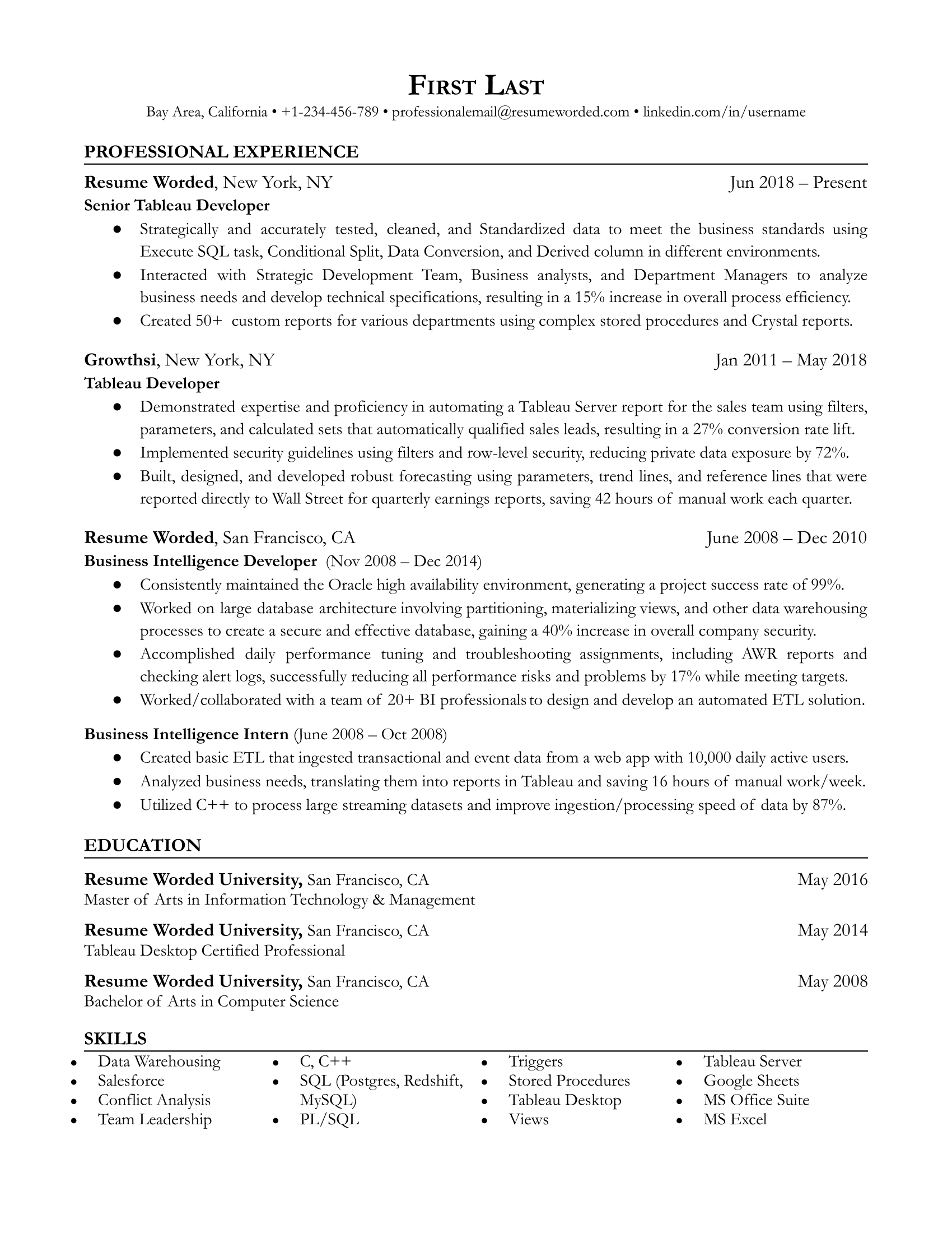 business intelligence analyst resume sample