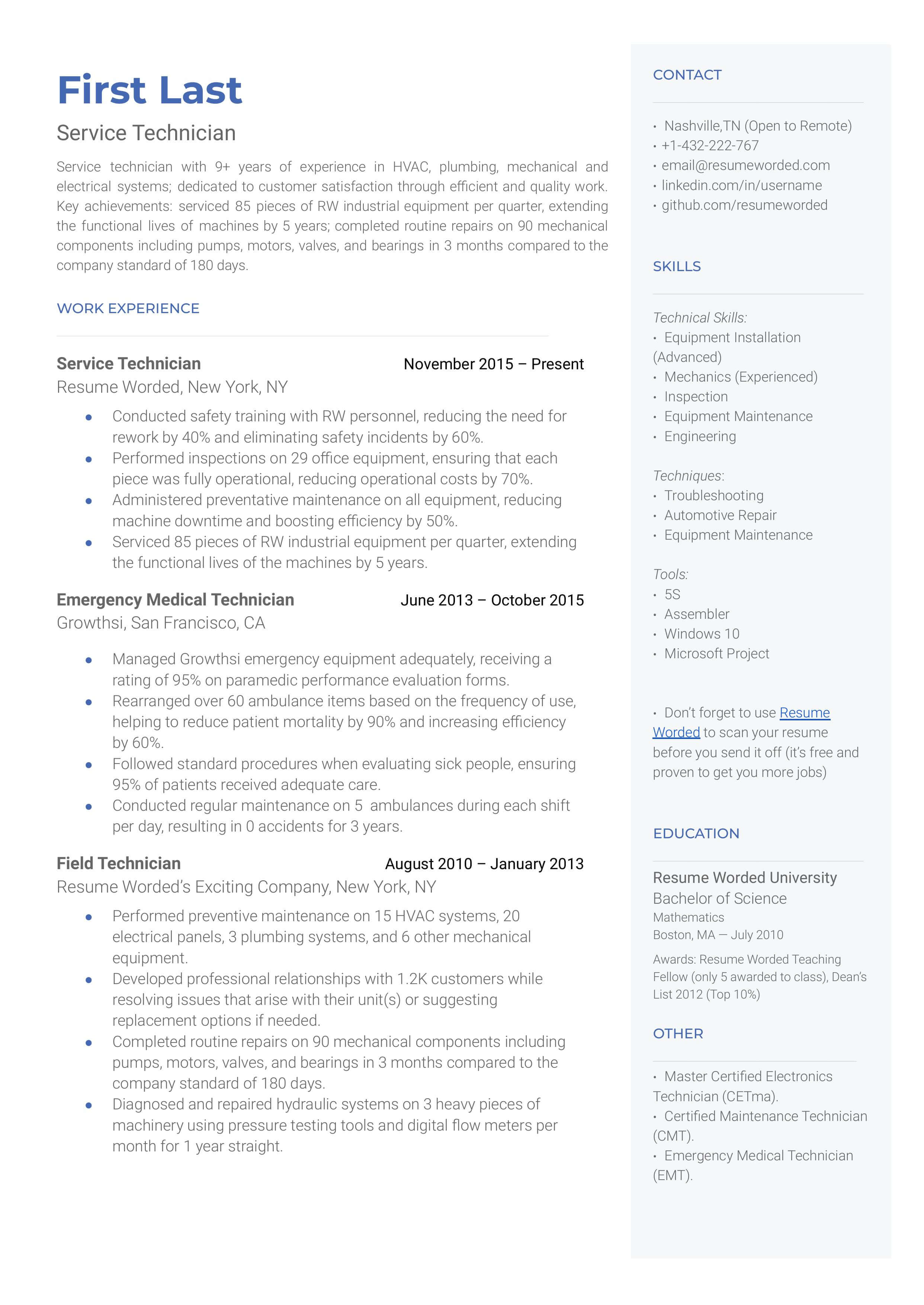 4-service-technician-resume-examples-for-2023-resume-worded