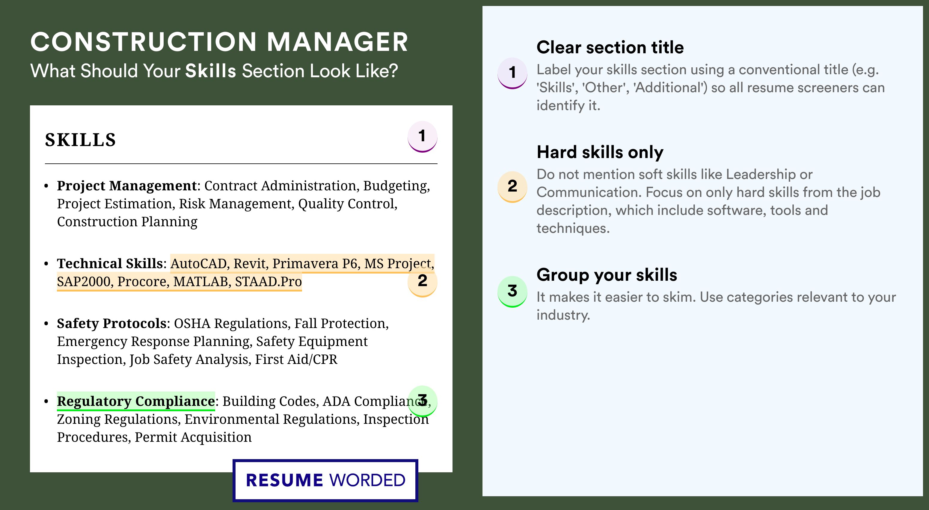 How To Write Your Skills Section - Construction Manager Roles